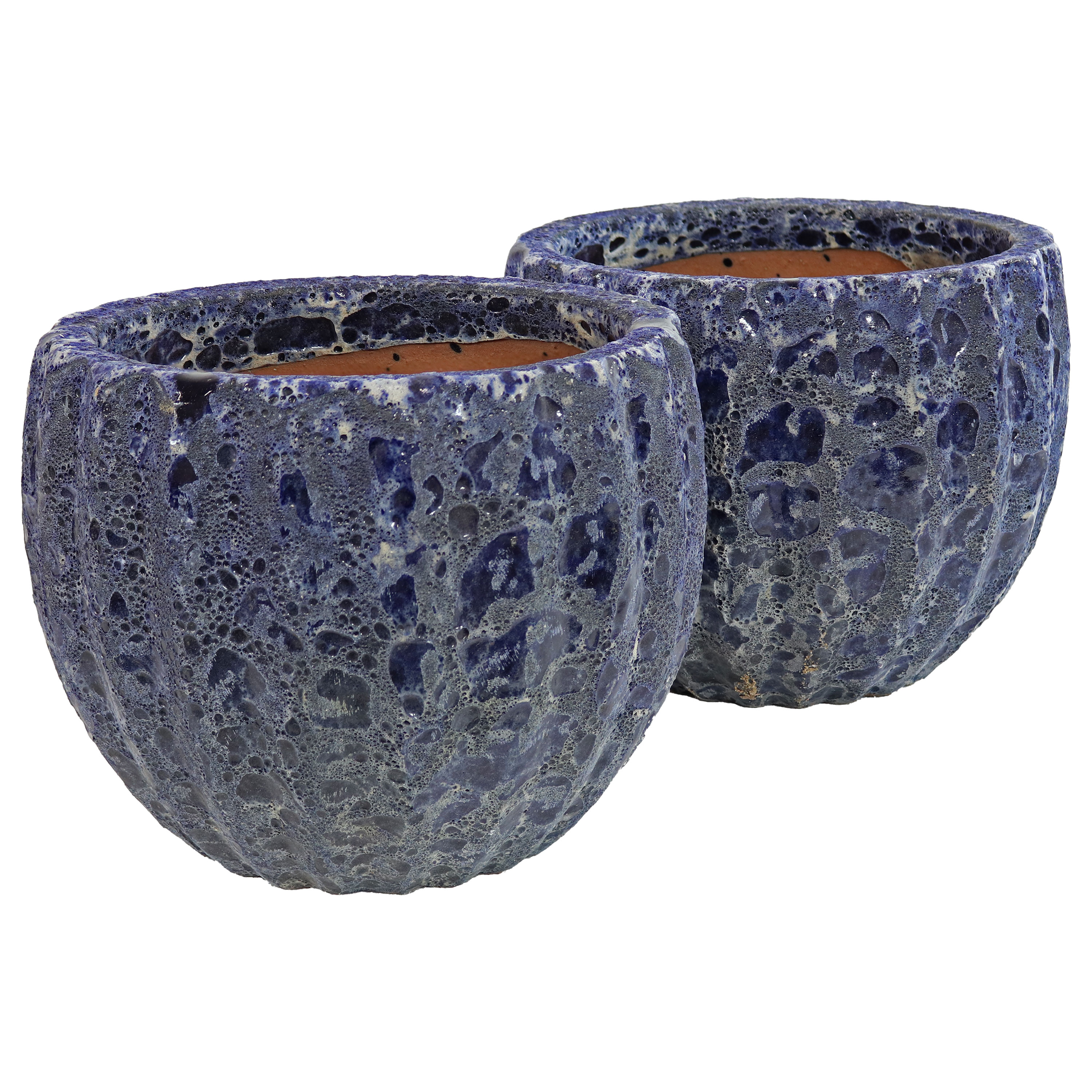 Sunnydaze Decor VBD-646 2 -Pack Round 8.5-in W Small Black Ceramic Outdoor Planter with Drainage Holes