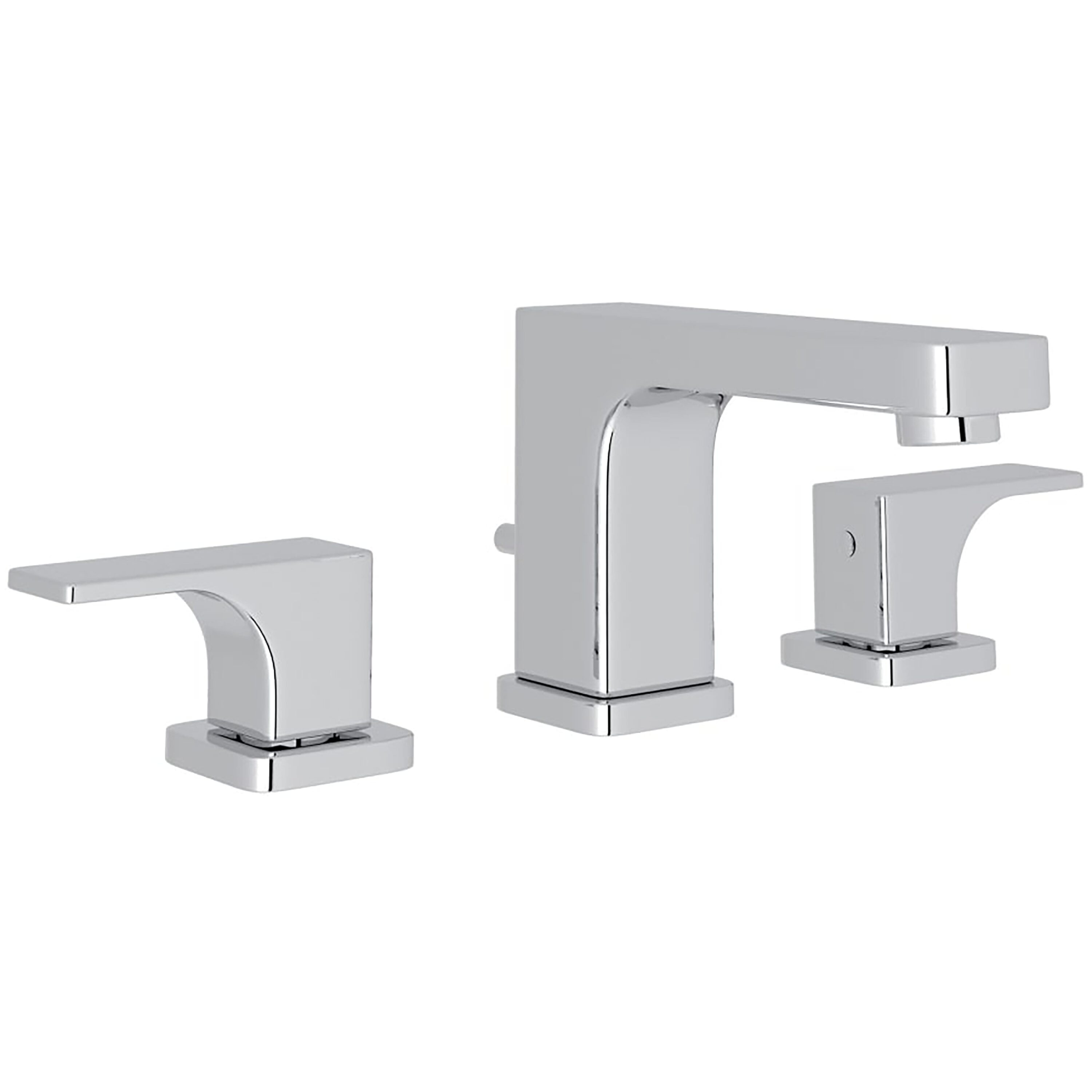 Rohl CU102L-APC-2 Polished Chrome Widespread 2-handle Low-arc Residential Handle Bathroom Sink Faucet with Drain