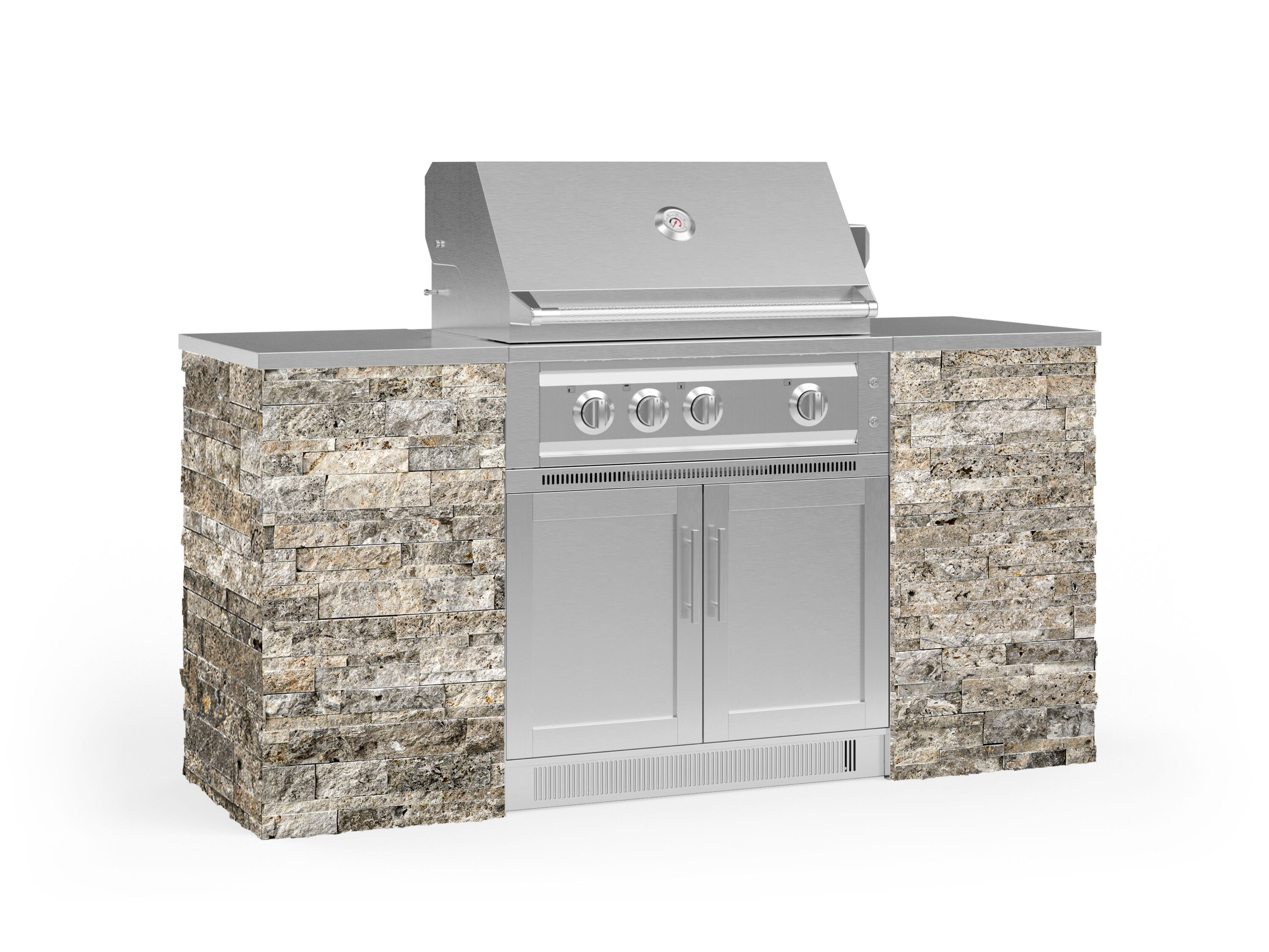 NewAge Products 68522 Signature Series Cabinets Platinum Grill 6 -Piece 72.16-in W x 25.5-in D x 51-in H Modular Outdoor Kitchen Set 4 Burners