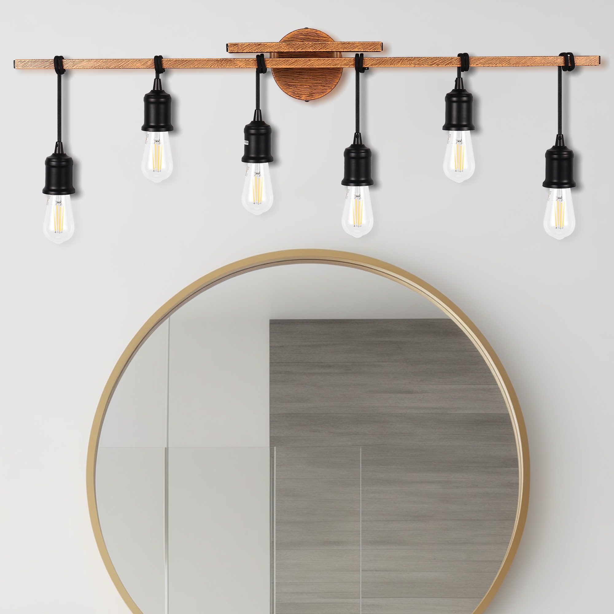 YANSUN LA-JQ12201FGW-11 36-in 6 -Light Multiple colors Industrial Vanity light