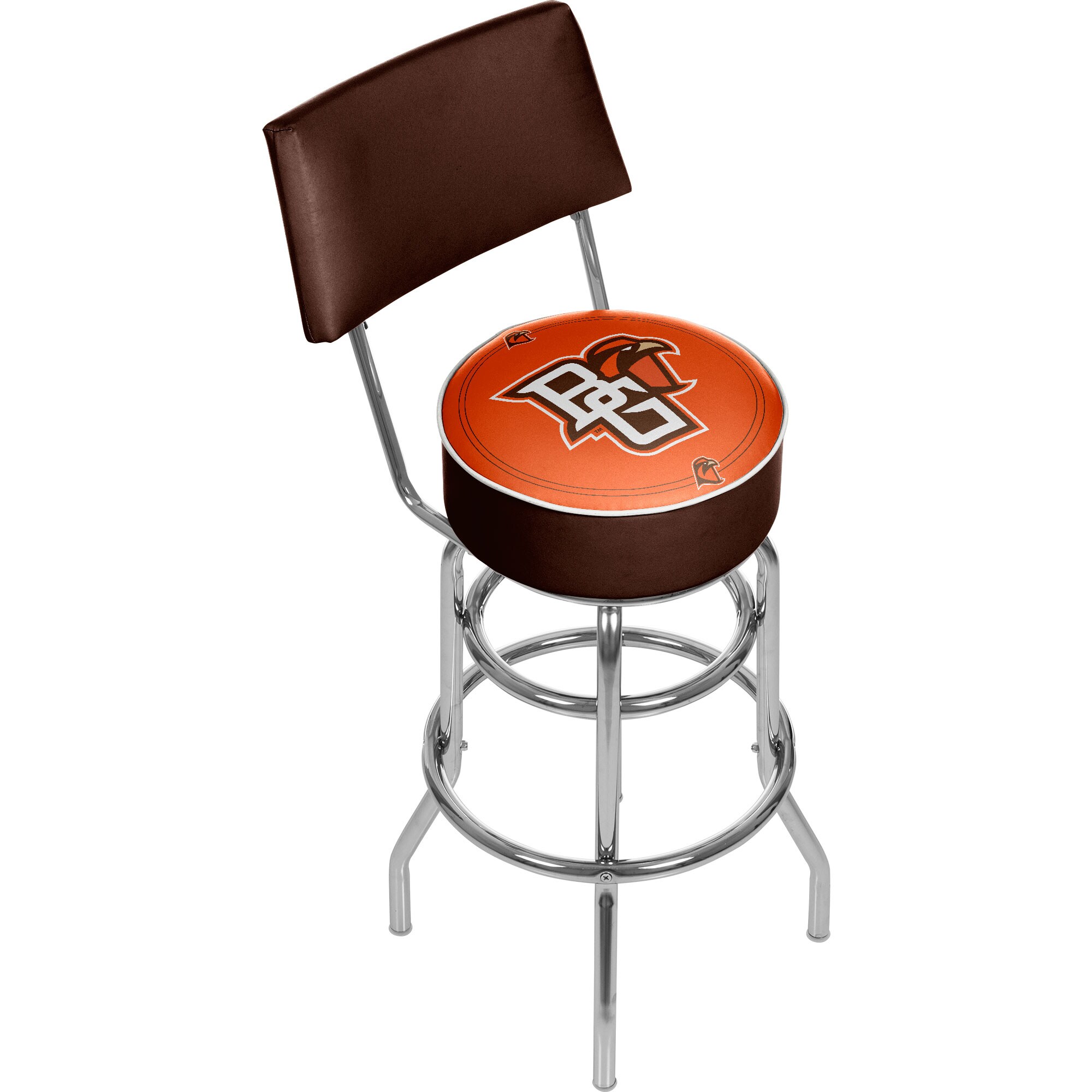 Trademark Gameroom LRG1100-BGSU Bowling Green Falcons Bar Stools with Backs Chrome 5-in H Bar height Swivel Metal Bar Stool