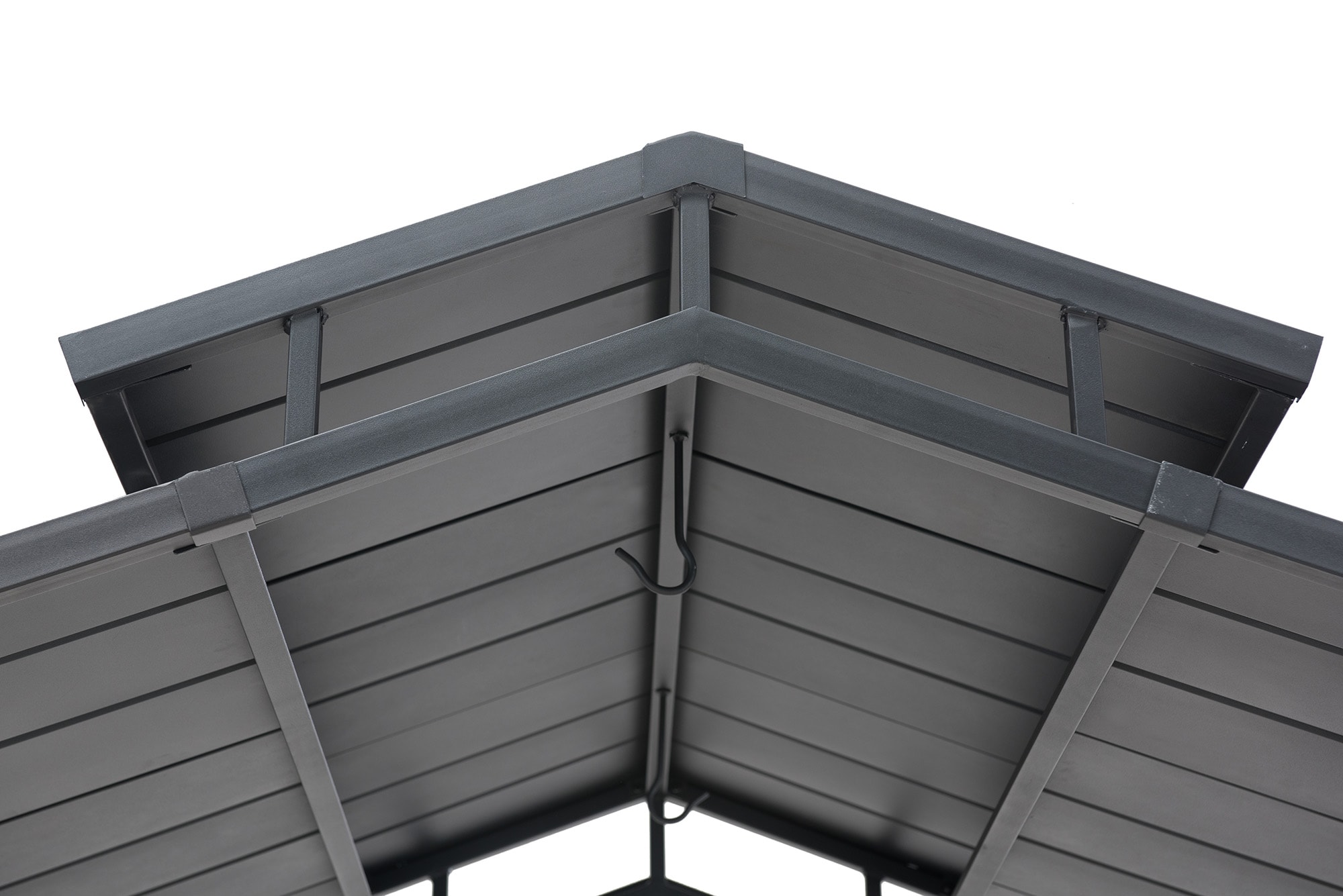 Sunjoy 5-ft X 8-ft Rectangle Matt Black Metal Steel Roof Grill Gazebo ...