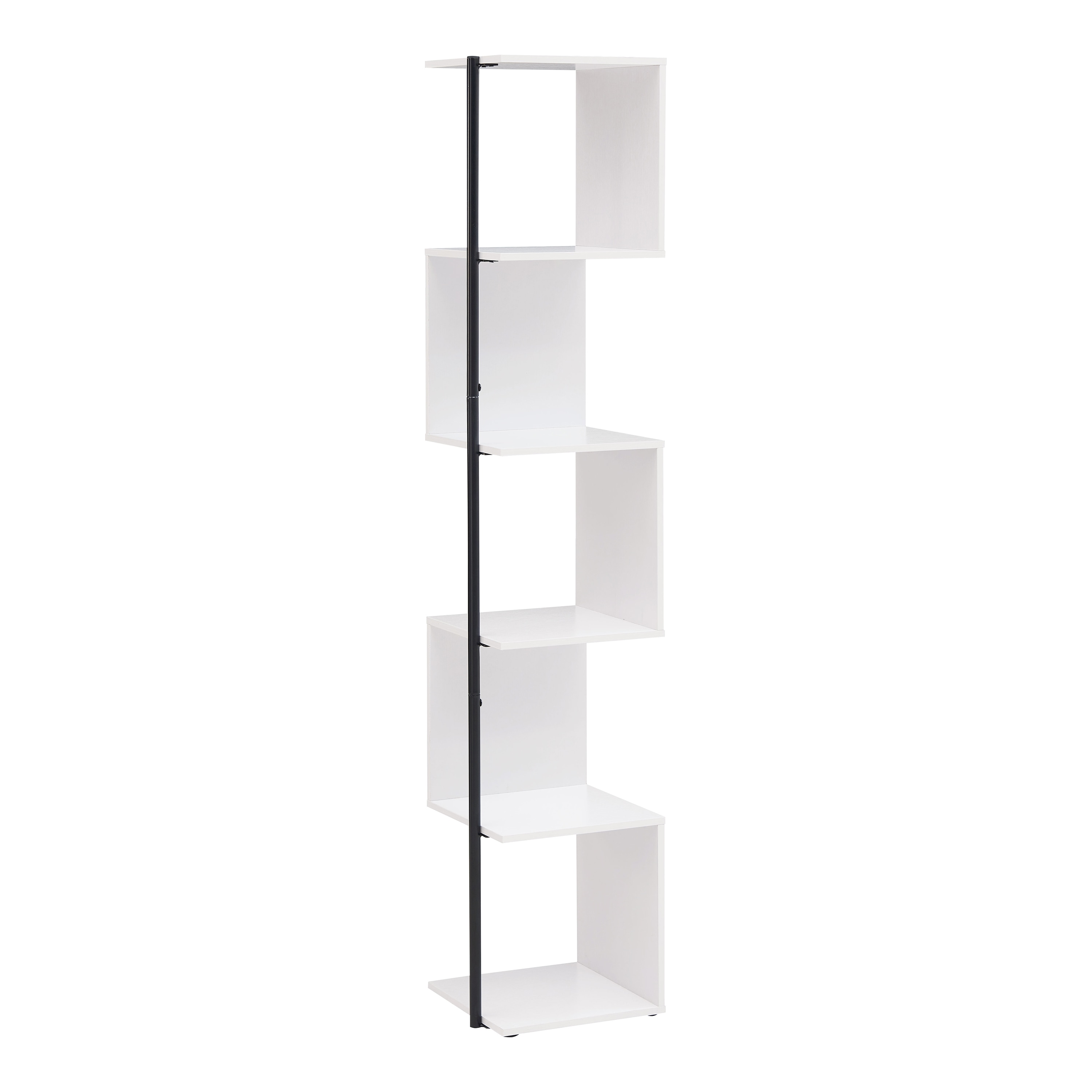White Wood 5-Tier Corner Bookcase with Metal Support