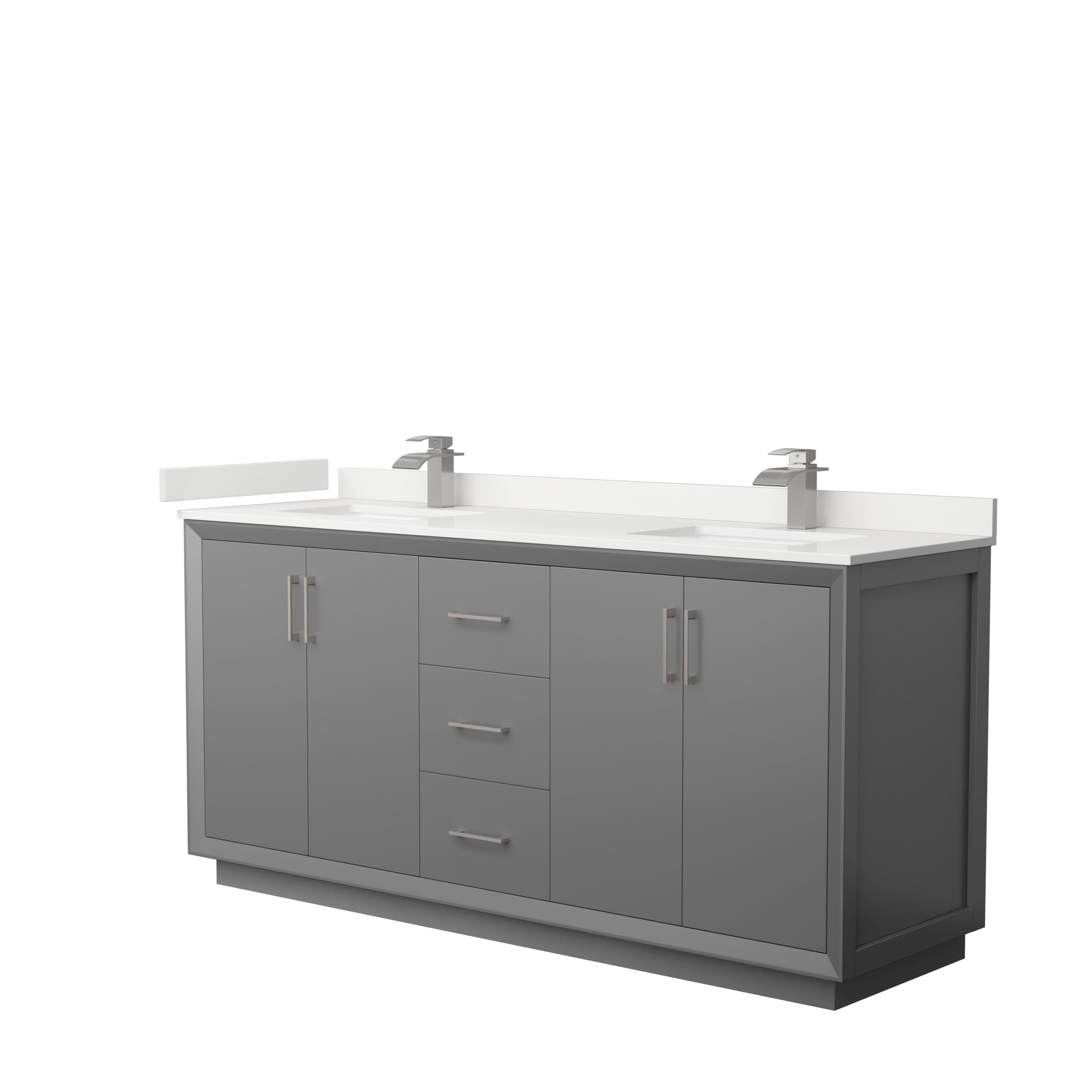 Wyndham Collection WCF414172DKGWQUNSMXX Strada 72-in Dark Gray Undermount Double Sink Bathroom Vanity with White Quartz Top
