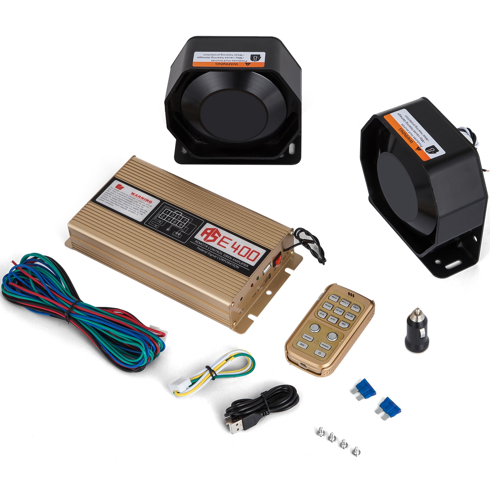 SVOPES SVOPES400WCZH03219V0 400W Police Siren Pa System. 8 Sound Emergency Alarm. Car Warning Fire Siren. 2 Horn Pa Speaker and Mic For Vehicle