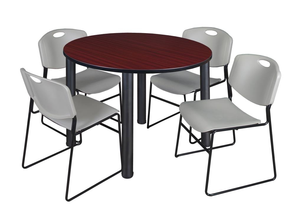 Regency TB48RNDMHBPBK44GY Breakroom Brown 4-Person Training Table (48-in W x 29-in H)