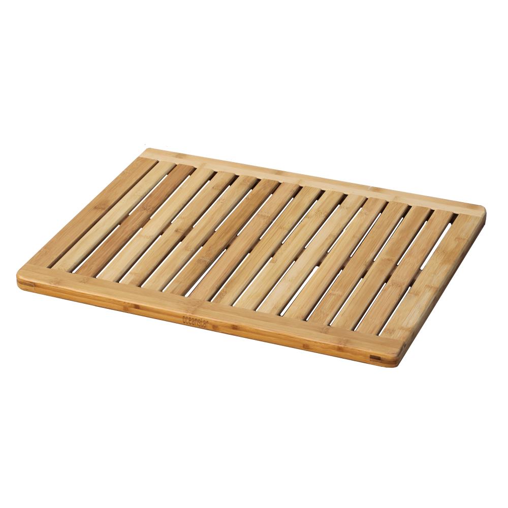 Bathroom Wood Strip Floor Doormat Bath Wood Non-Slip Mold Resistant Mat  Shower Mat Bamboo Floor