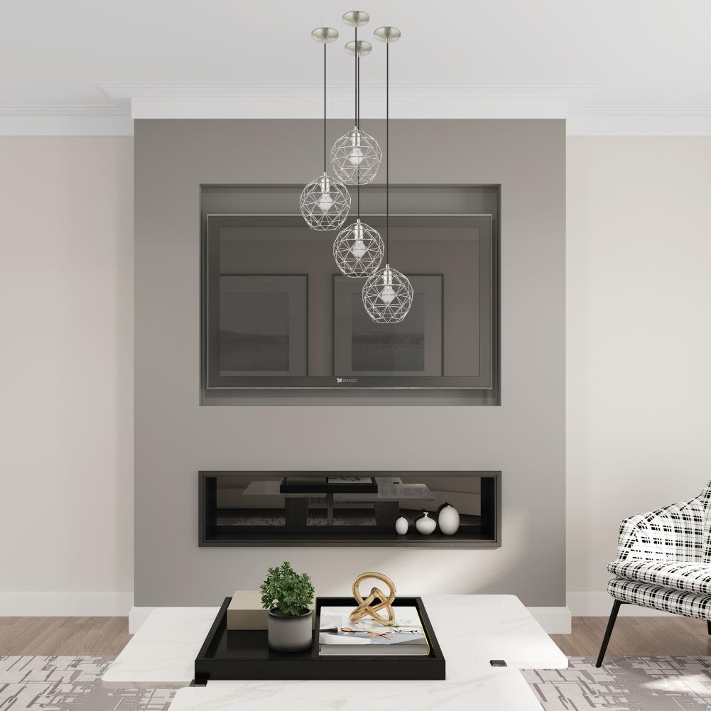Brushed Nickel 1-Light LED Mini Globe Pendant for Indoor/Outdoor