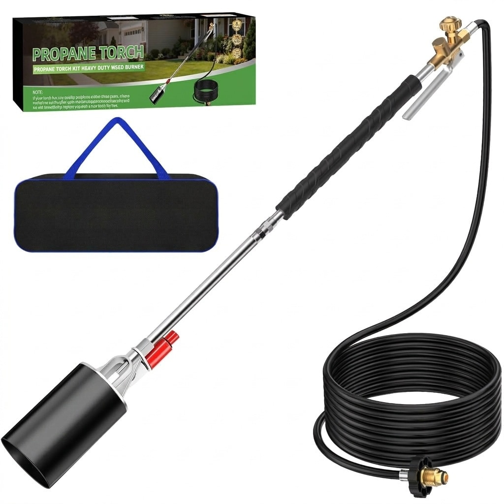 Justincity Propane Torch Weed Burner Kit with Storage Bag 34 Inch High Output Blow Torch Self Igniter Turbo Trigger 10FT Hose for Weeding Roofing Ice Melting Road Marking 1 Kit #LJT0422S17