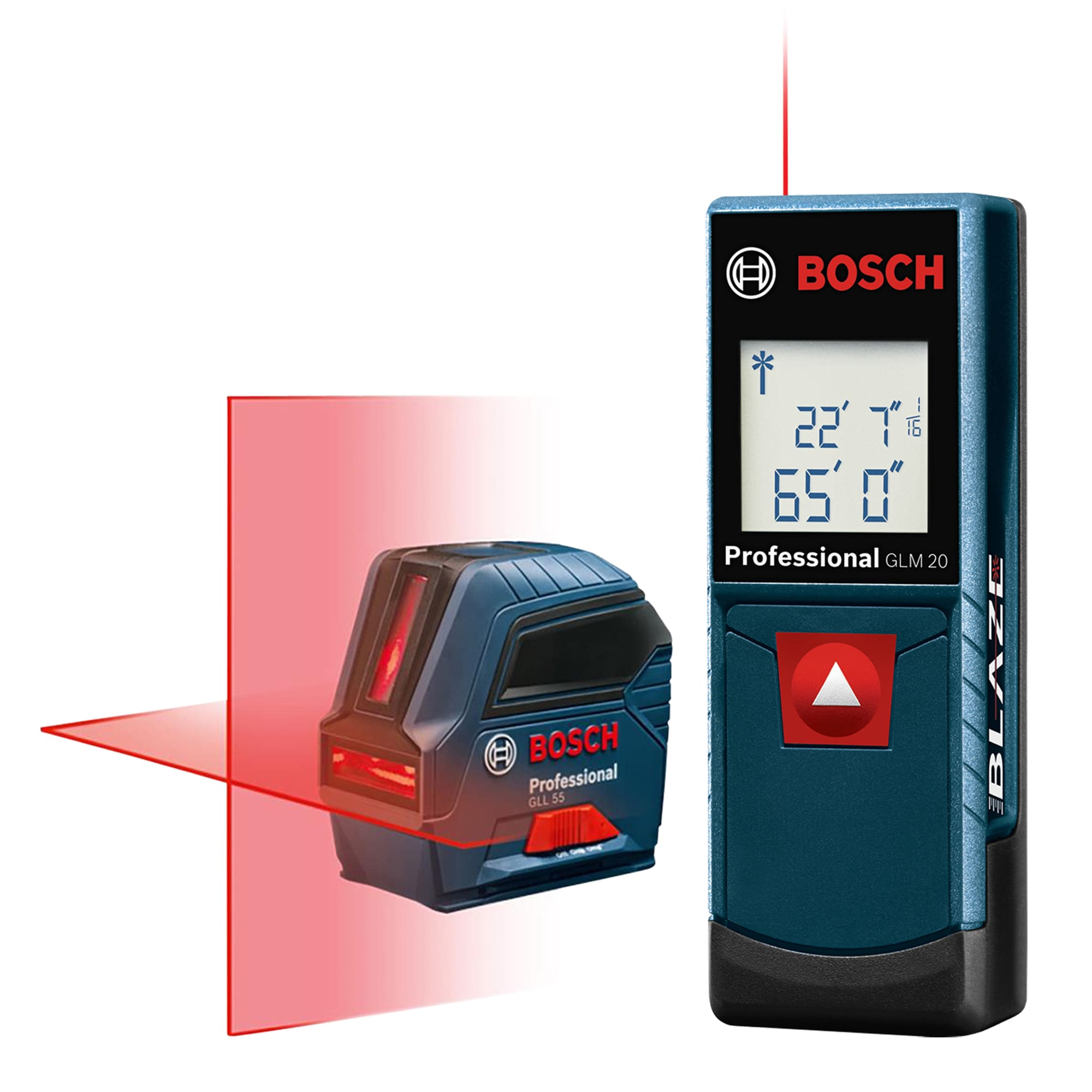 Shop Bosch ft. Red Beam Laser + 65 ft. Laser Distance Measurer at Lowes.com