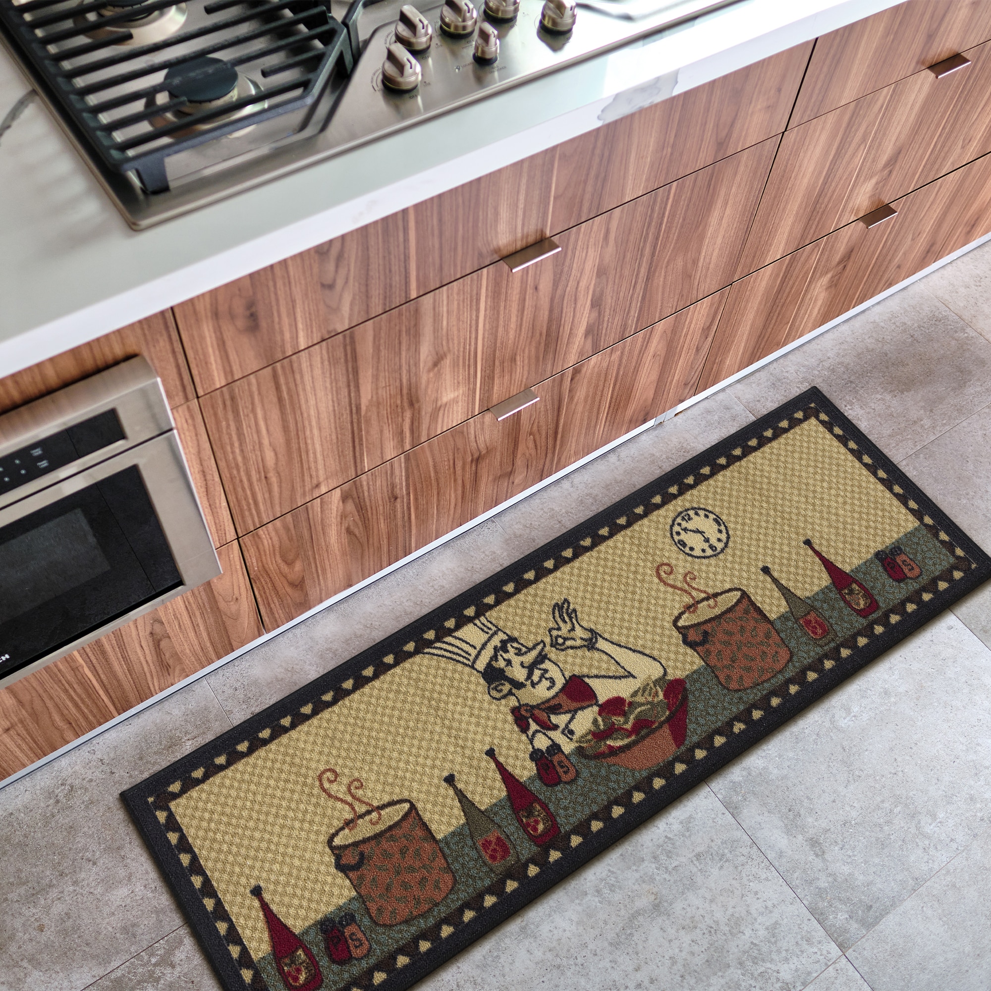 Chef Kitchen Rugs and Mats Non-Slip, Washable, Stain and Fade Resistant,  Suitable for Anti Fatigue Kitchen Mat Set of 2 Chef Kitchen Decor 17