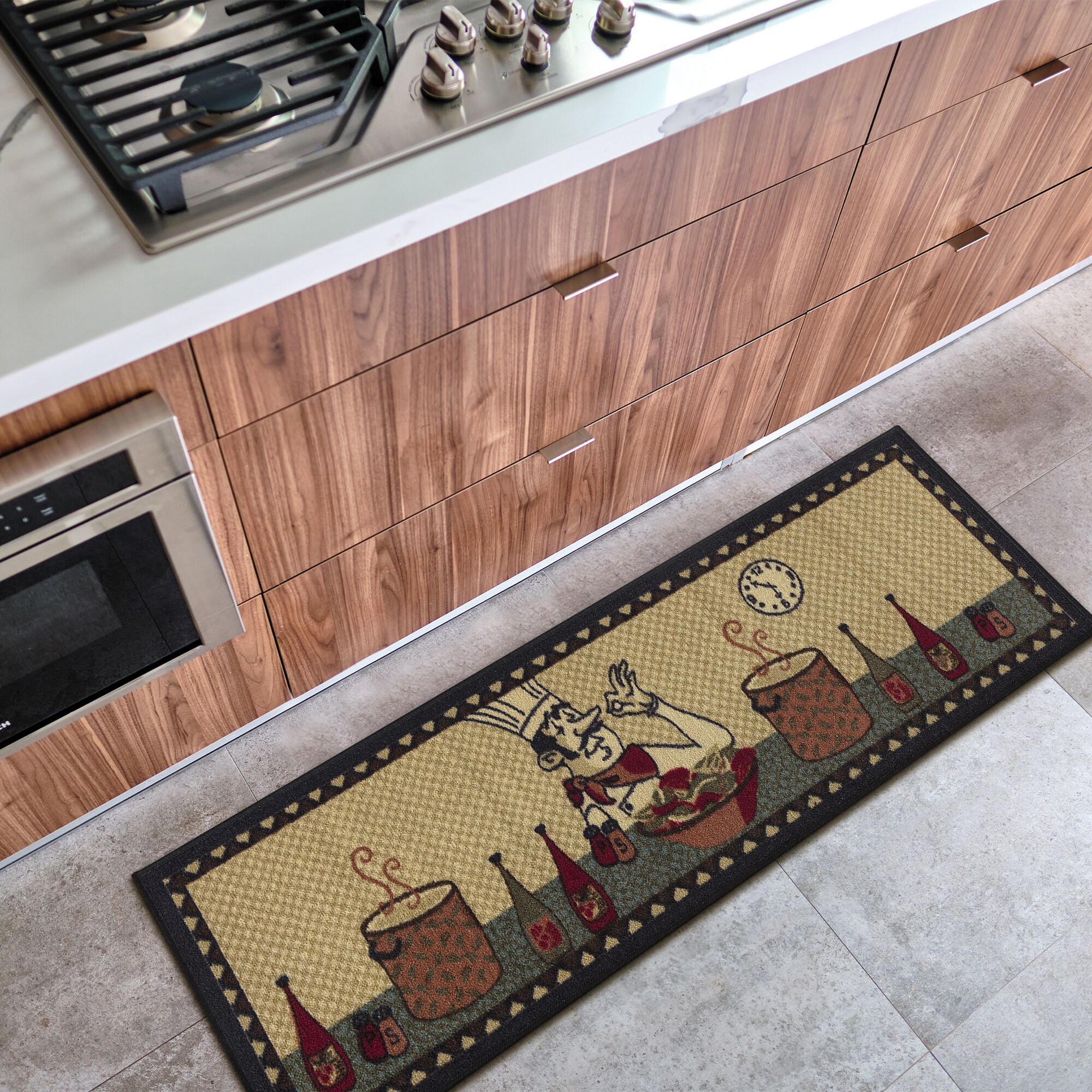 Ottomanson Siesta Kitchen Non-Slip Rubberback Chef 2x5 Kitchen Rug