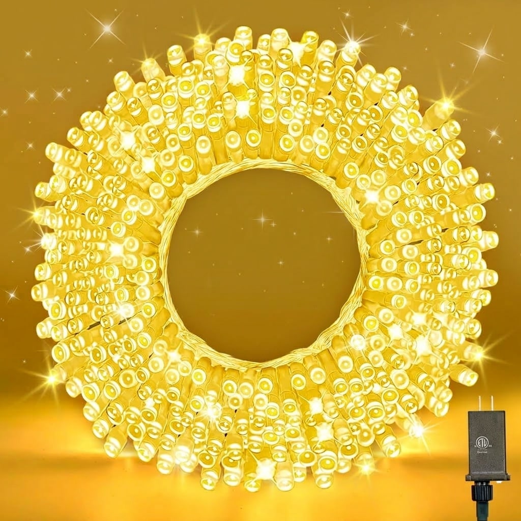Vrbgify  210 LEDs Warm White String Lights 70FT Transparent Wire Waterproof Connectable Christmas Tree Lights Indoor Outdoor Holiday Decor 8 Modes