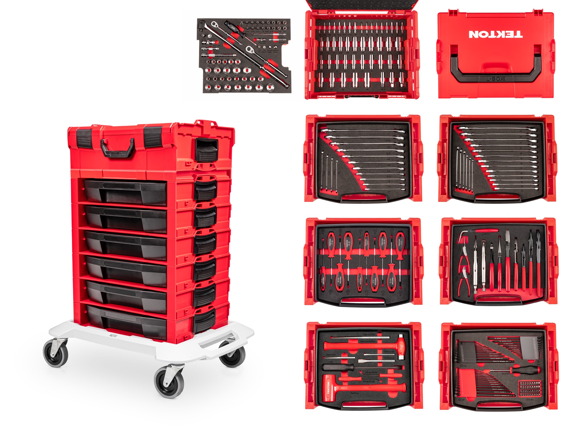 TEKTON 248 -Piece Metric and standard (SAE) Mechanics Tool Set Tool cart