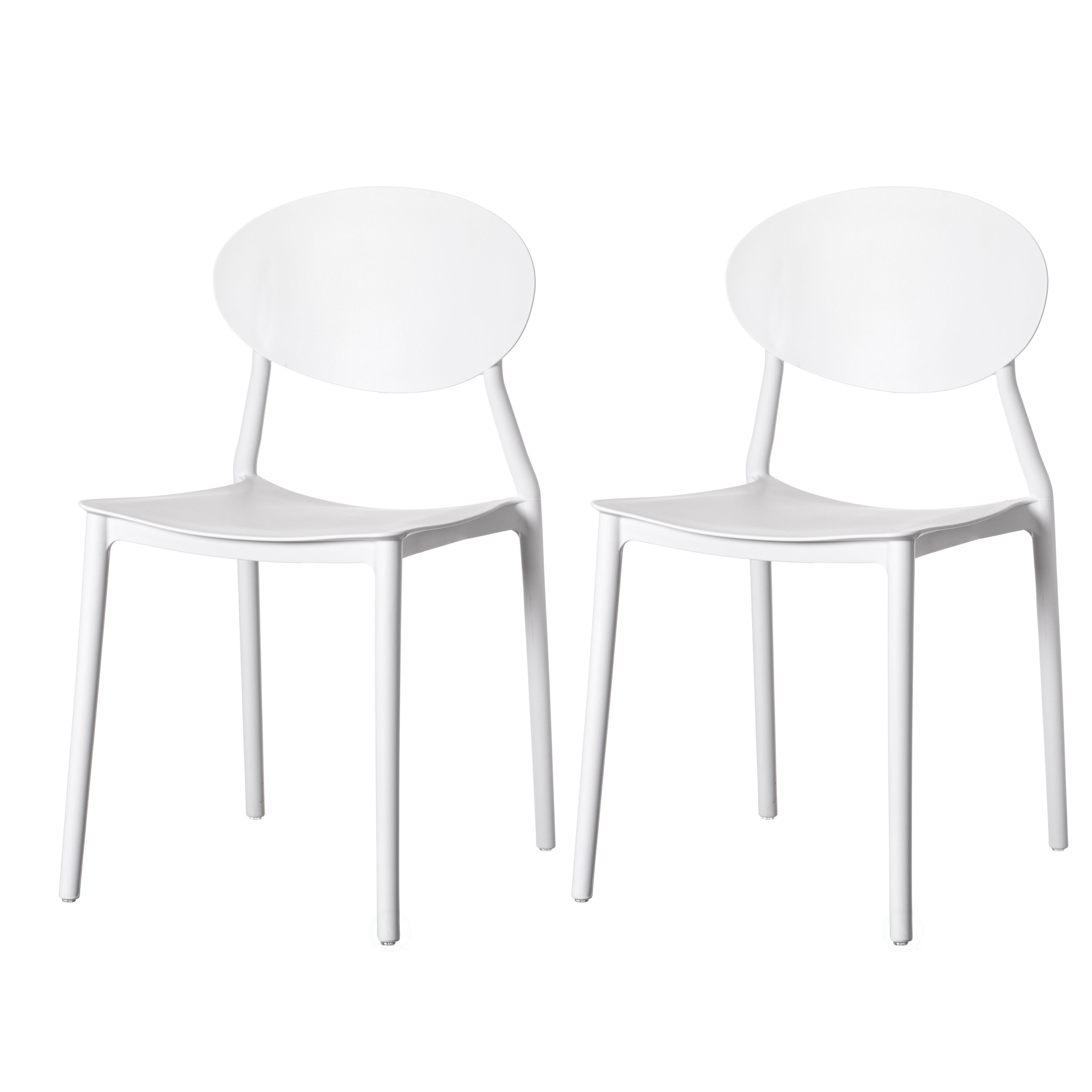 FABULAXE QI004226.WT.2 Set of 2 Contemporary/Modern Dining Side Chair (Plastic Frame)