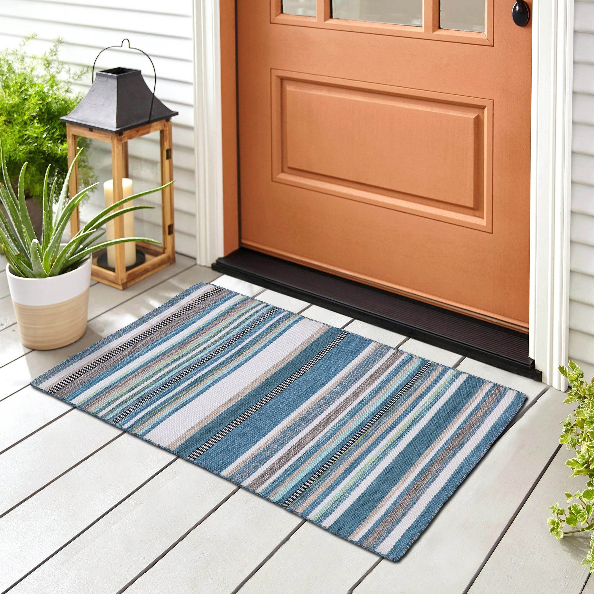 Liora Manne SNO23625804 Sonoma 2 x 3 (ft) Polyester Seascape Rectangular Indoor/Outdoor Stripe Coastal Throw rug