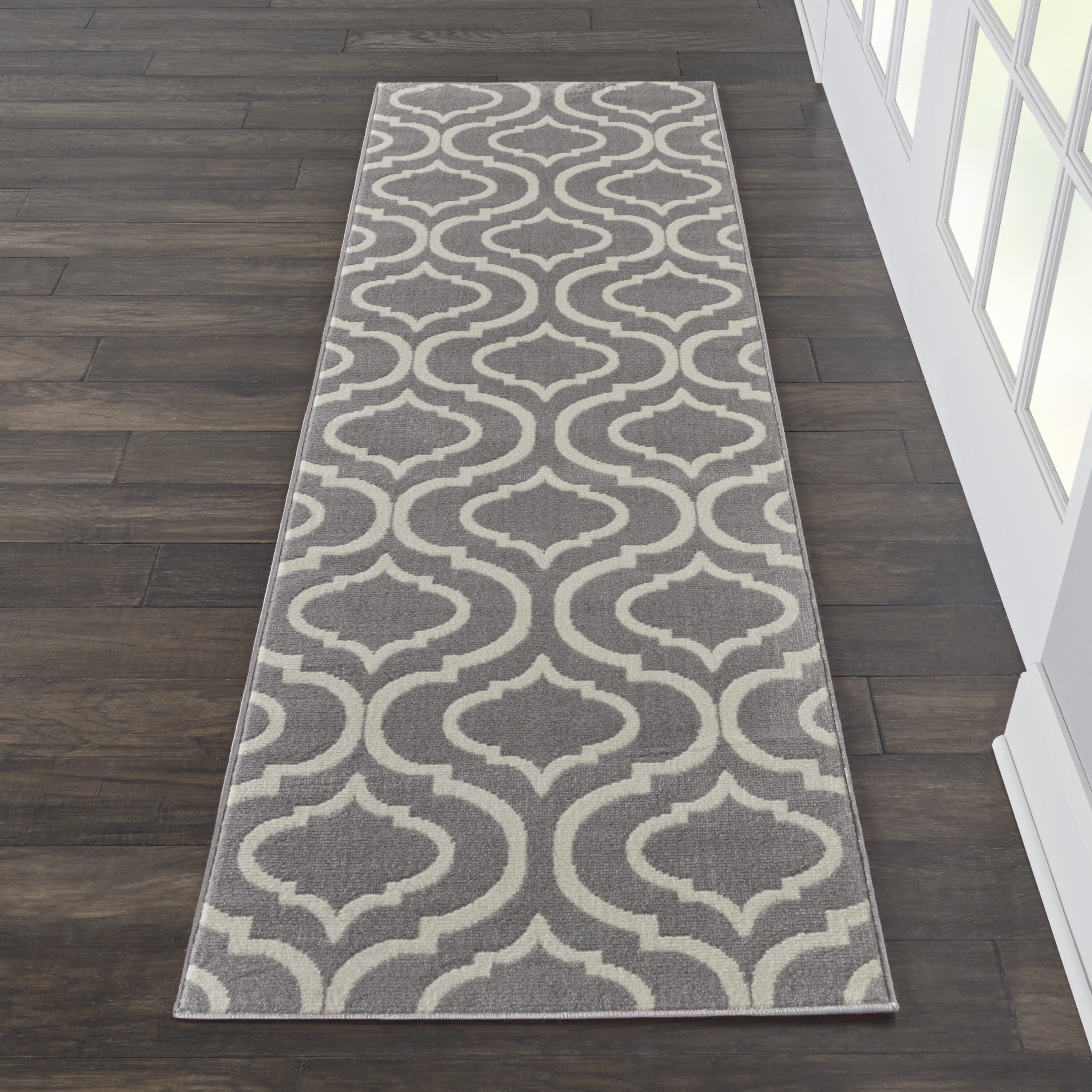 Nourison 99446479723 Jubilant 2 x 8 (ft) Loomed Polypropylene Grey Irregular Indoor Abstract Runner rug