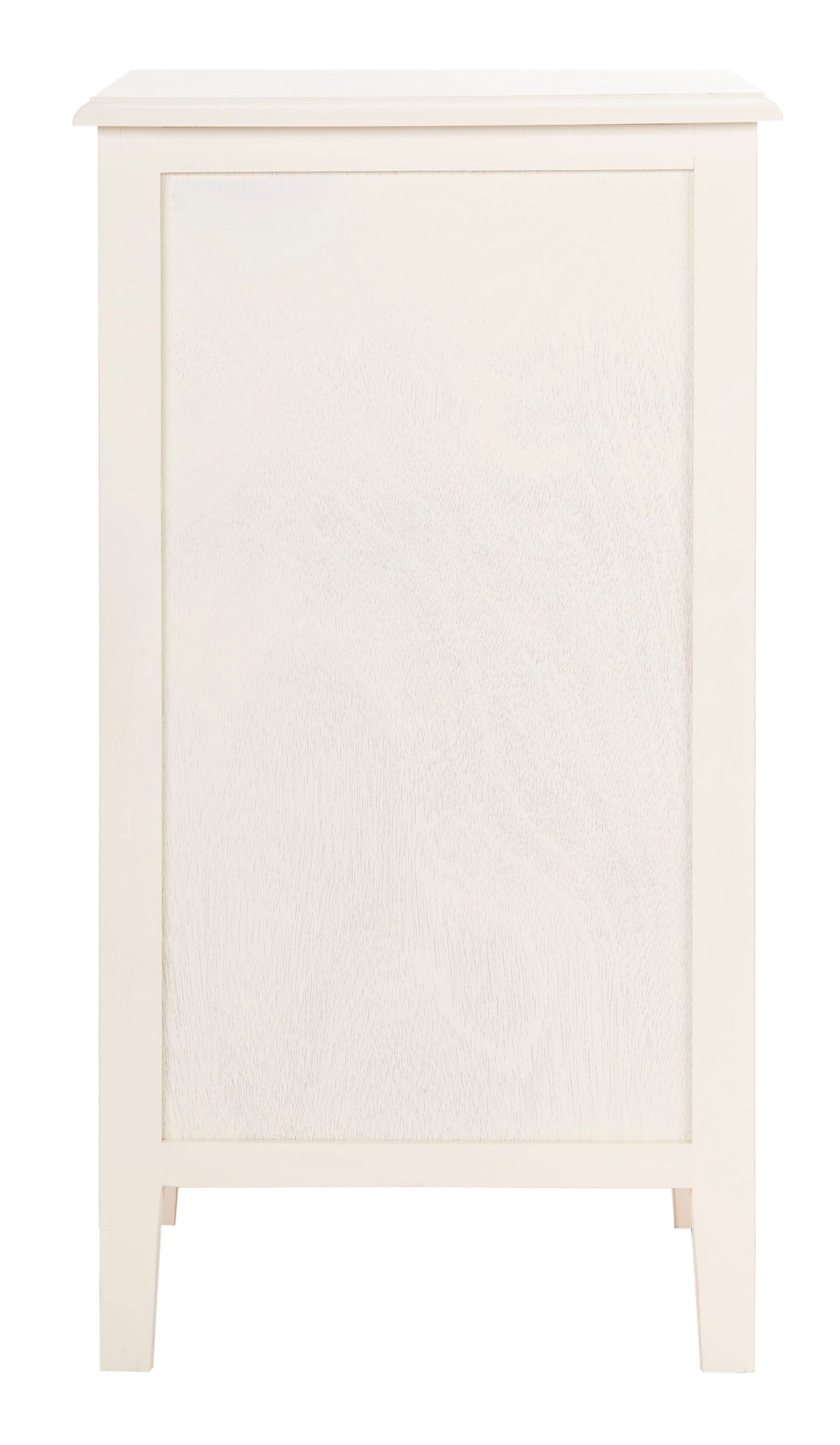 Everly Rectangular White Wood and Metal Side Table with 3 Drawers