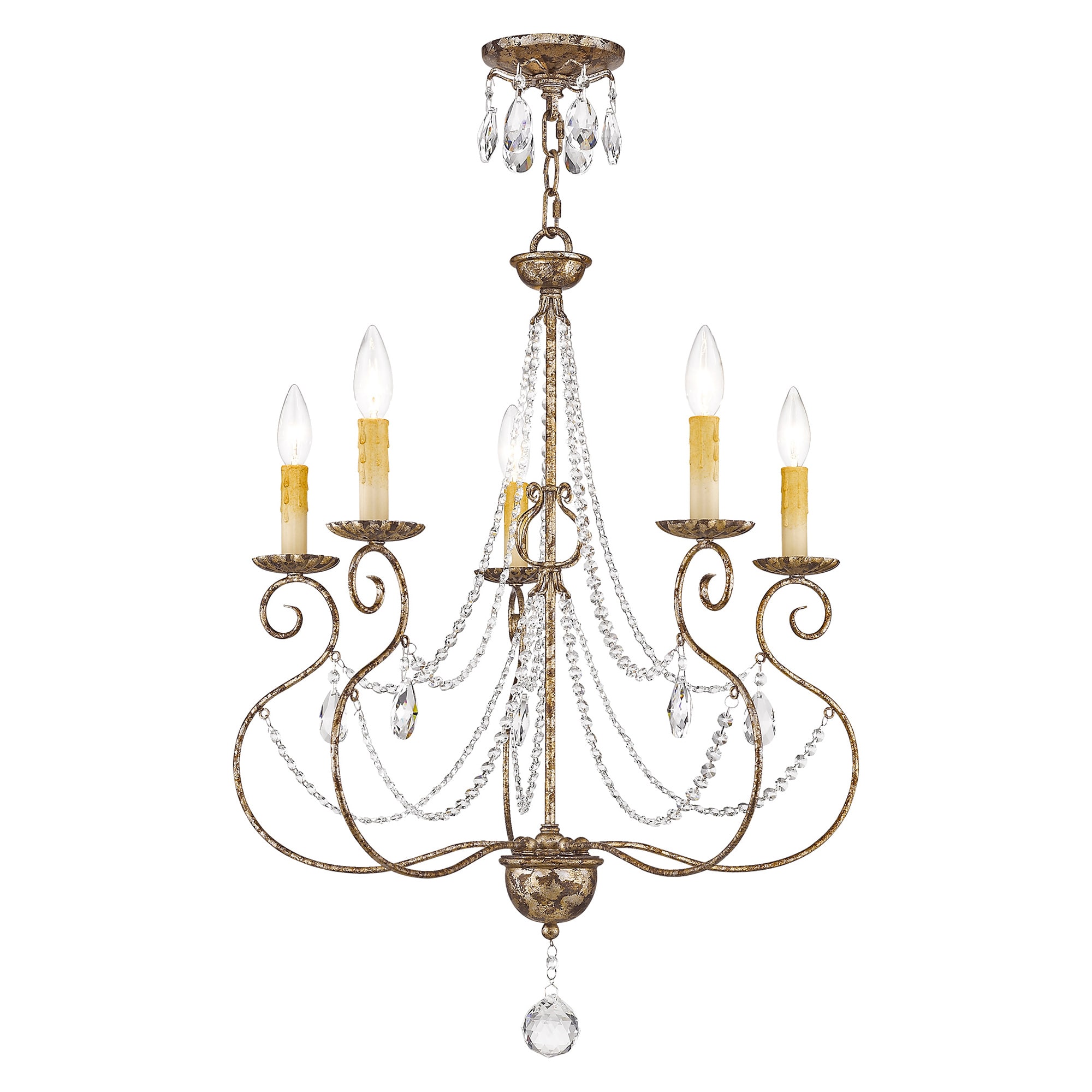 Isabella European Bronze 5-Light Crystal Chandelier
