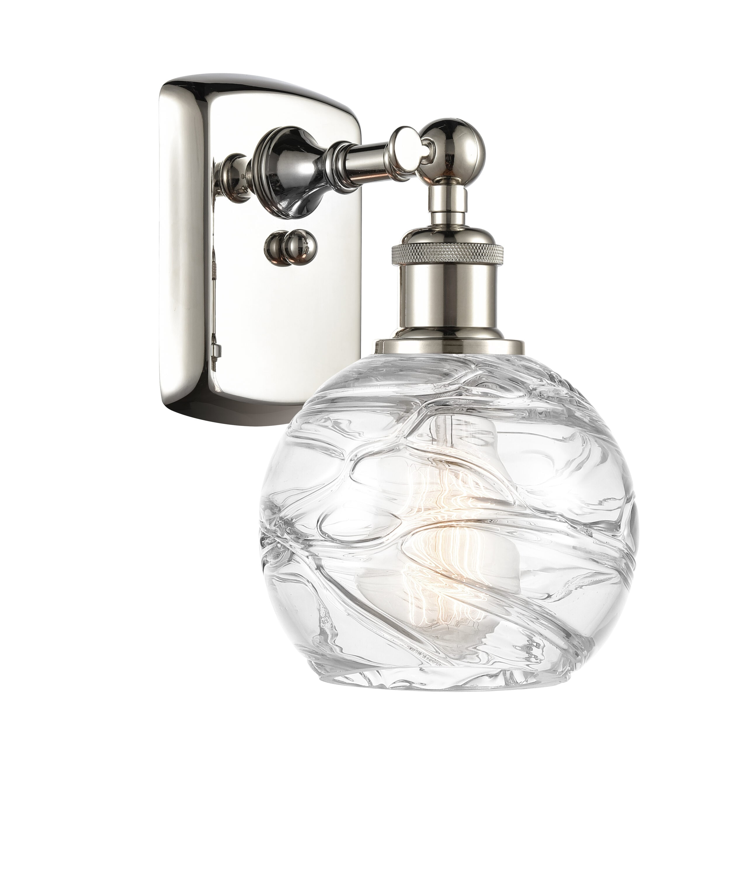 Innovations Lighting 516-1W-PN-G1213-6 Athens Deco Swirl 6-in W 1 -Light Polished Nickel Industrial Wall Sconce