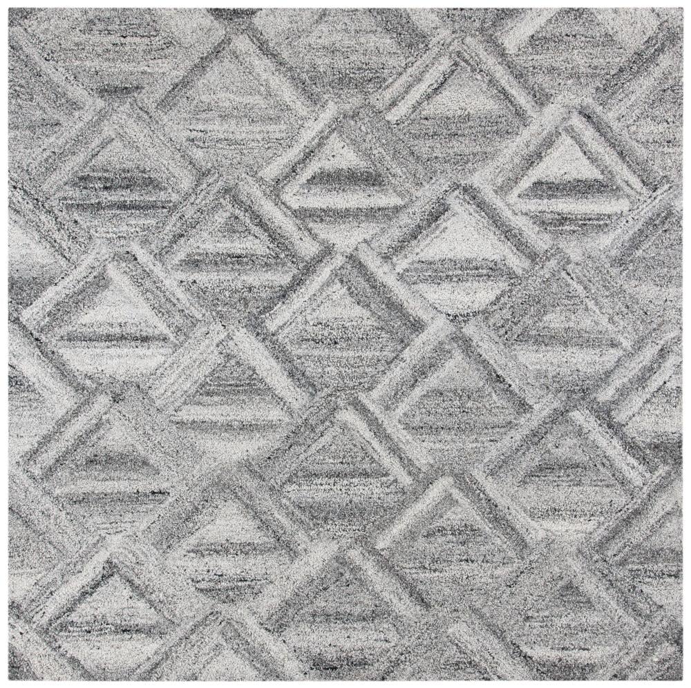 Safavieh ABT607F-6SQ Abstract Geo 6 x 6 (ft) Tufted Synthetic Gray/Black Square Indoor Distressed/Overdyed Farmhouse/Cottage Area rug