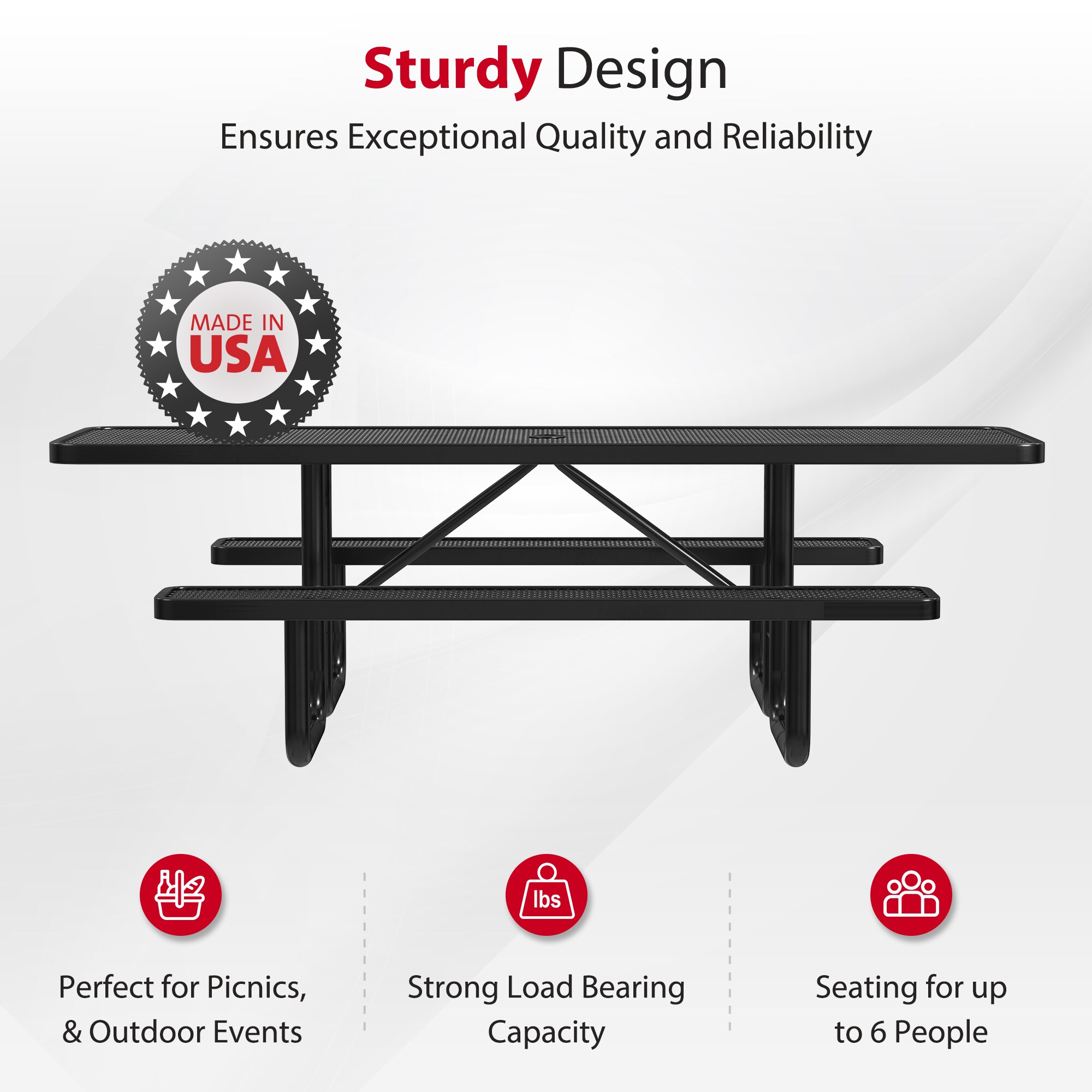 LeisureCraft T8XPP-ADA-BLACK Picnic-Tables - View #3