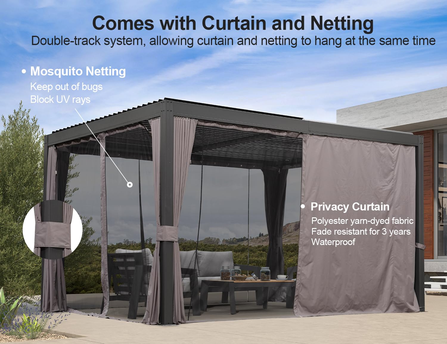 PURPLE LEAF LS04BYPD1013-GY Wood-Resin-Gazebos - View #4