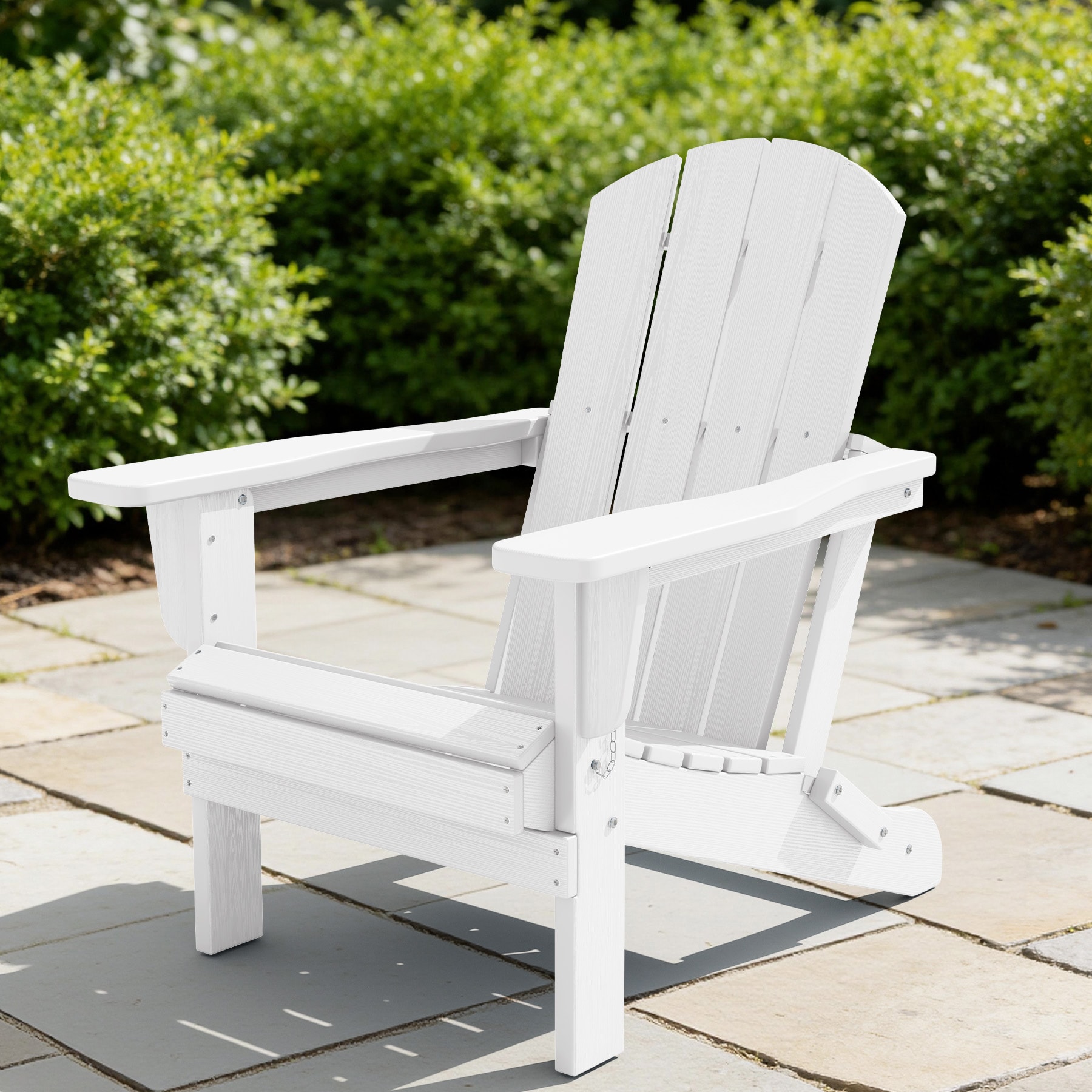 All-Weather HDPE Folding Adirondack Chair Patio Lawn Fire Pit Deck Chair White