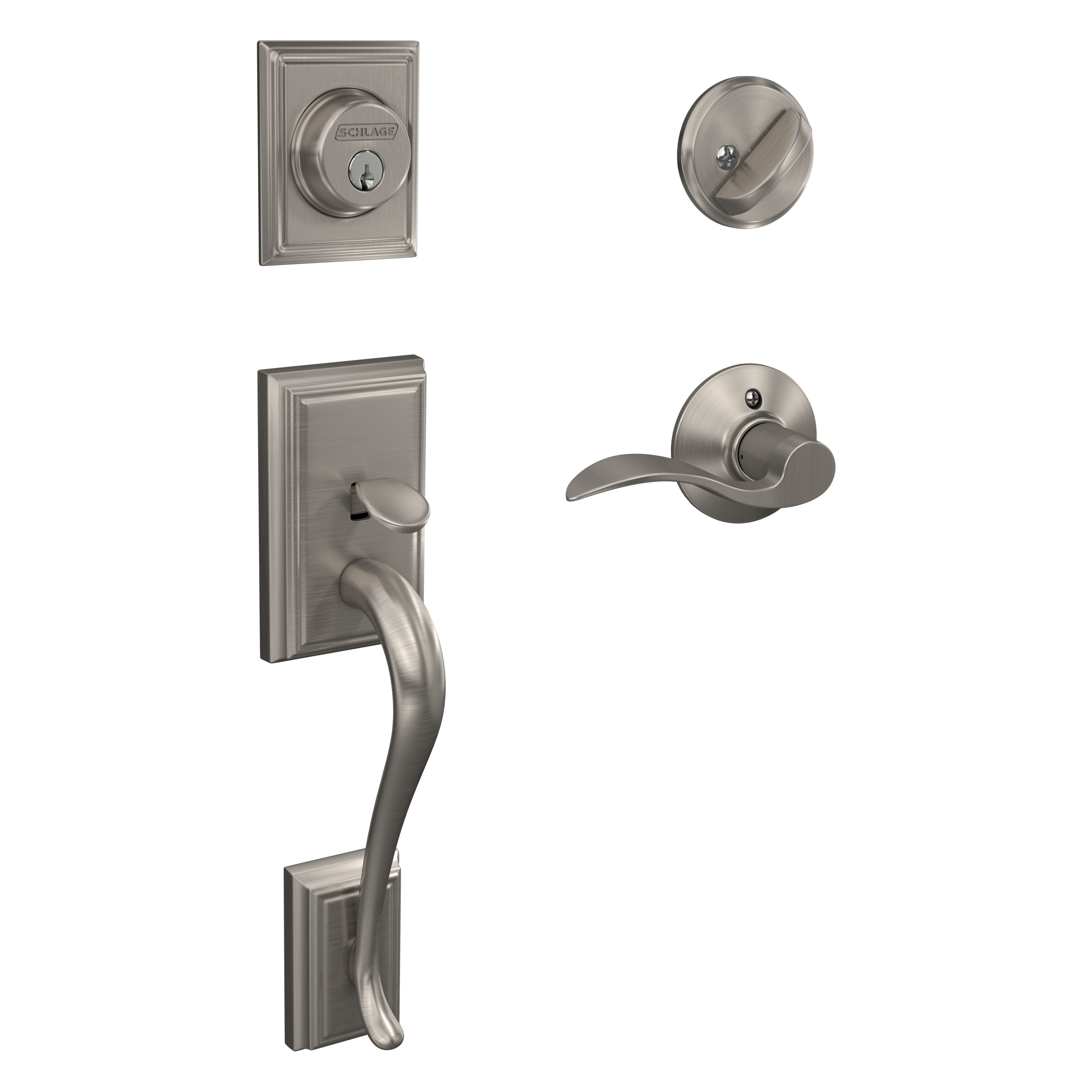 Schlage F60 G ADD 619 ACC Accent Satin Nickel Single-Cylinder Keyed Entry Door Handleset with Accent Lever