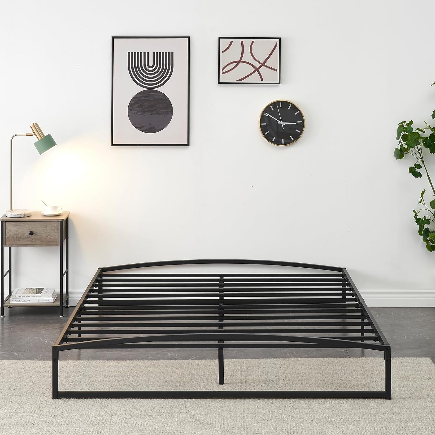 Qeetex LHF-DYQ-PHO-0Y7SM9GV Gyabnw 6 Inch Queen Bed Frame Black Metal Bed Frame Queen Size Metal Platform Bed Frame No Box Spring Needed  Easy Assembly (6 Inches  Queen)