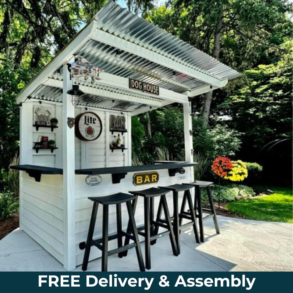 Taverns-To-Go TTG-CB Outdoor Bar 5-ft x 8-ft Flat Style Wood Outdoor Storage Shed with 1 Doors (Installation Included)