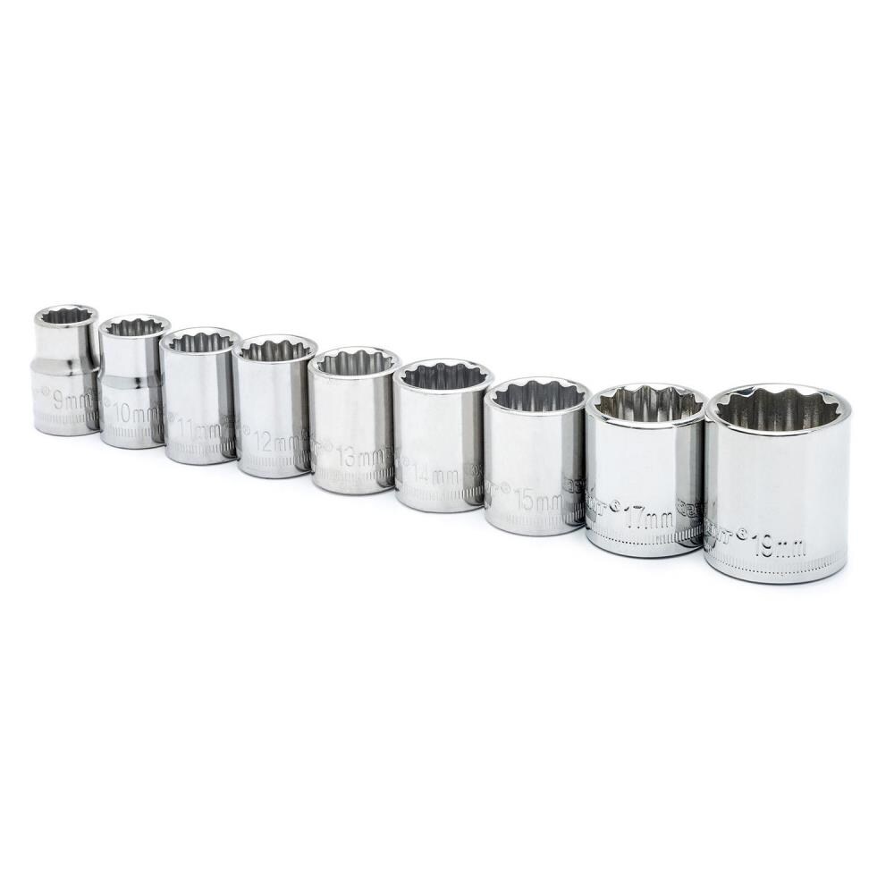Crescent CSAS5N 9-Piece Metric 3/8-in Drive 12-point Set Shallow Socket Set