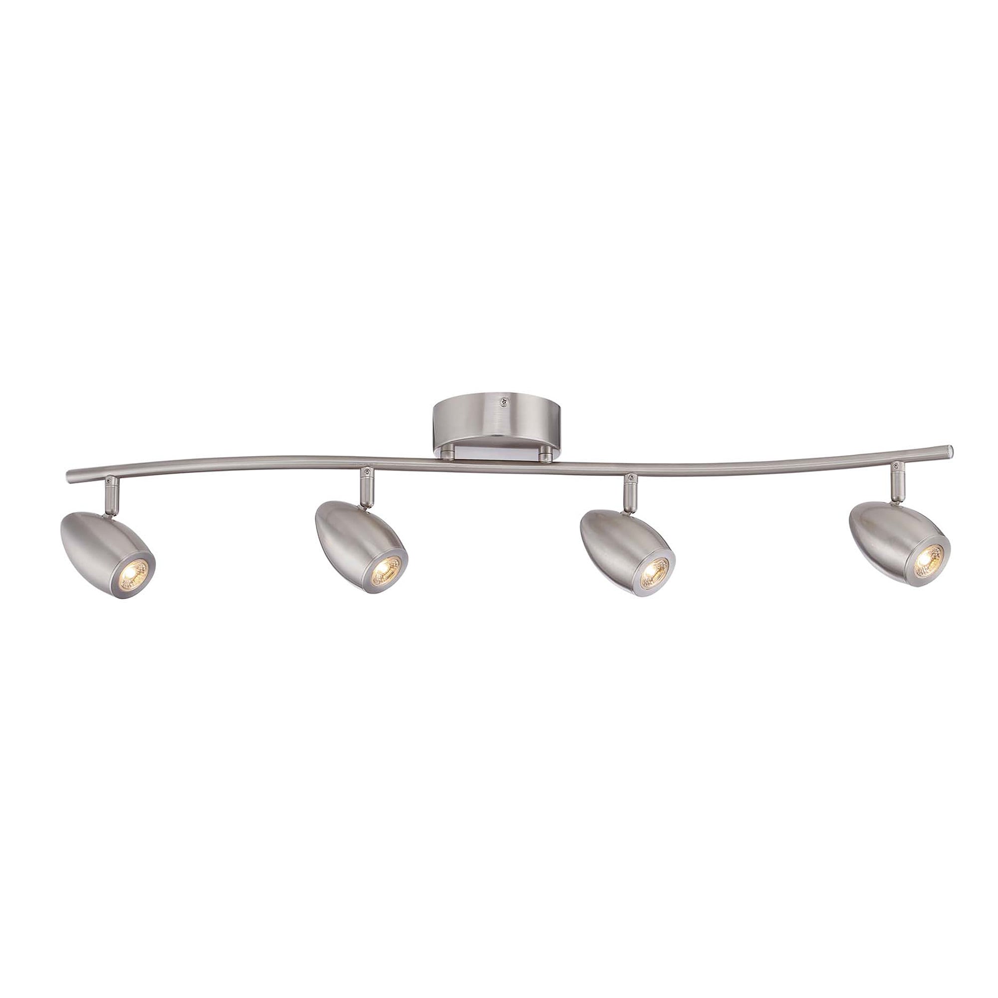 Brushed Nickel 4-Light Curved Track Bar with LED Lights