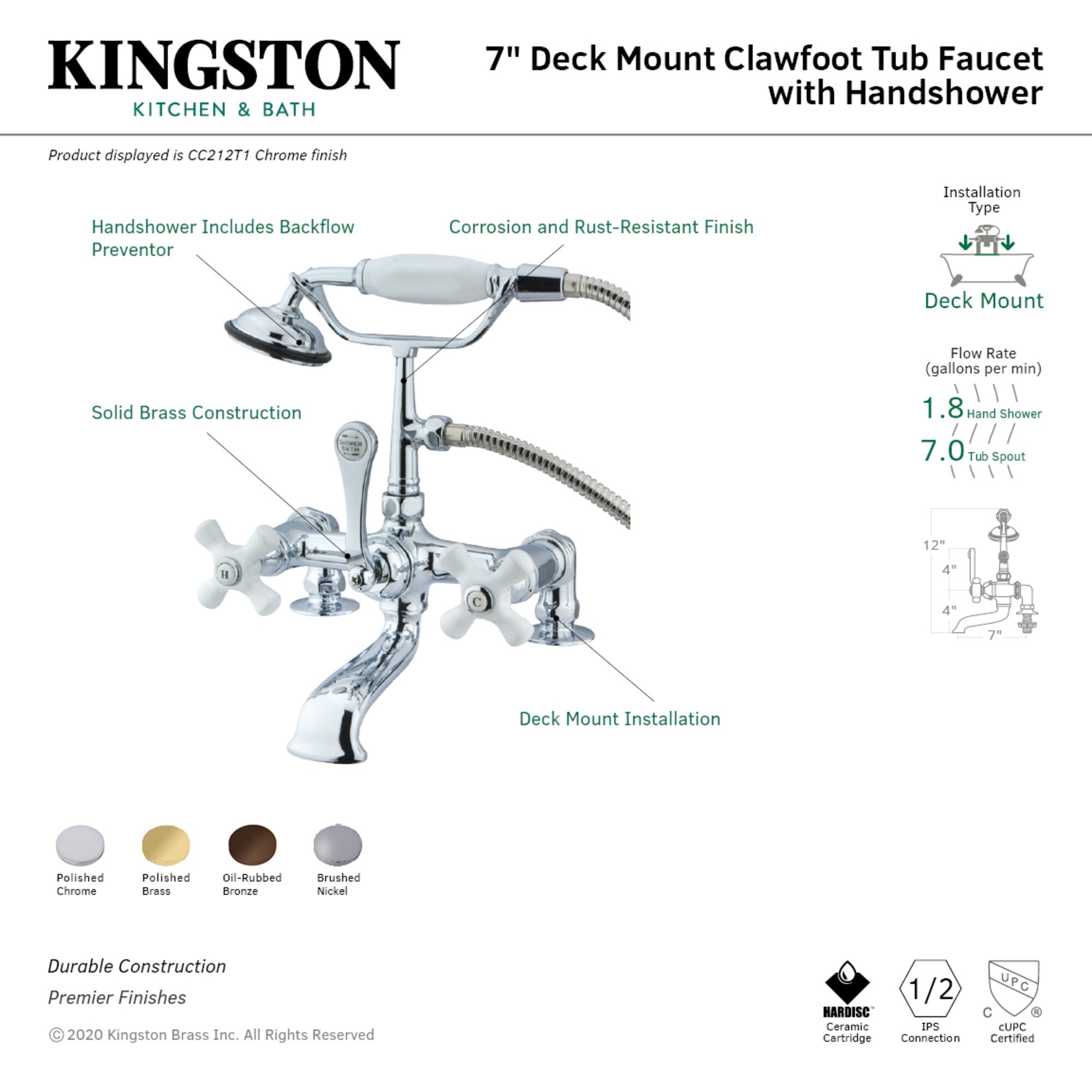 Kingston Brass WLCC211T5 Roman-Tub-Faucets - View #3