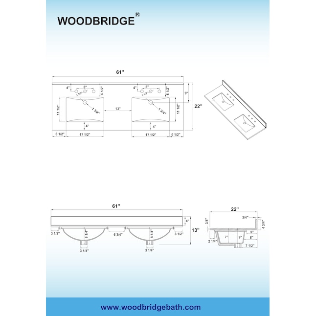 Woodbridge Spaldin 61-in Fish Belly Engineered Stone Undermount Double ...