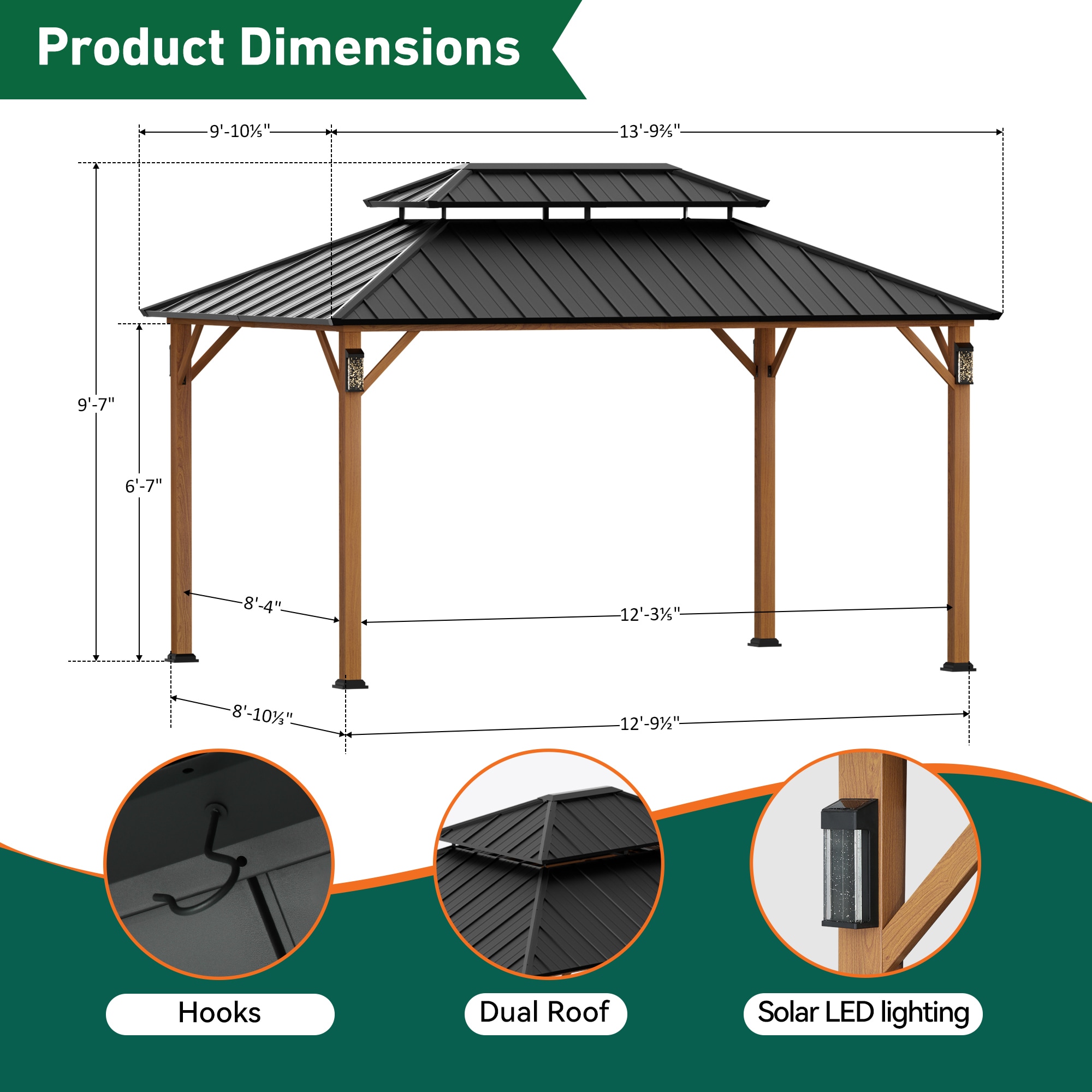 ELEVATE OUTDOORS IG10600094-1014-WLY Wood-Resin-Gazebos - View #3