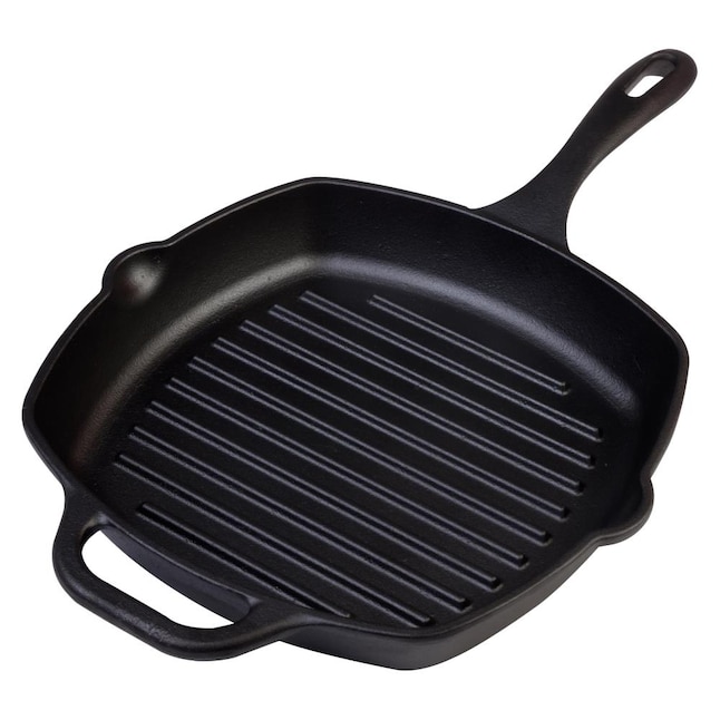 Victoria Victoria Cast Iron Square Grill Pan, 10 x 10, Seasoned in the  Cooking Pans & Skillets department at