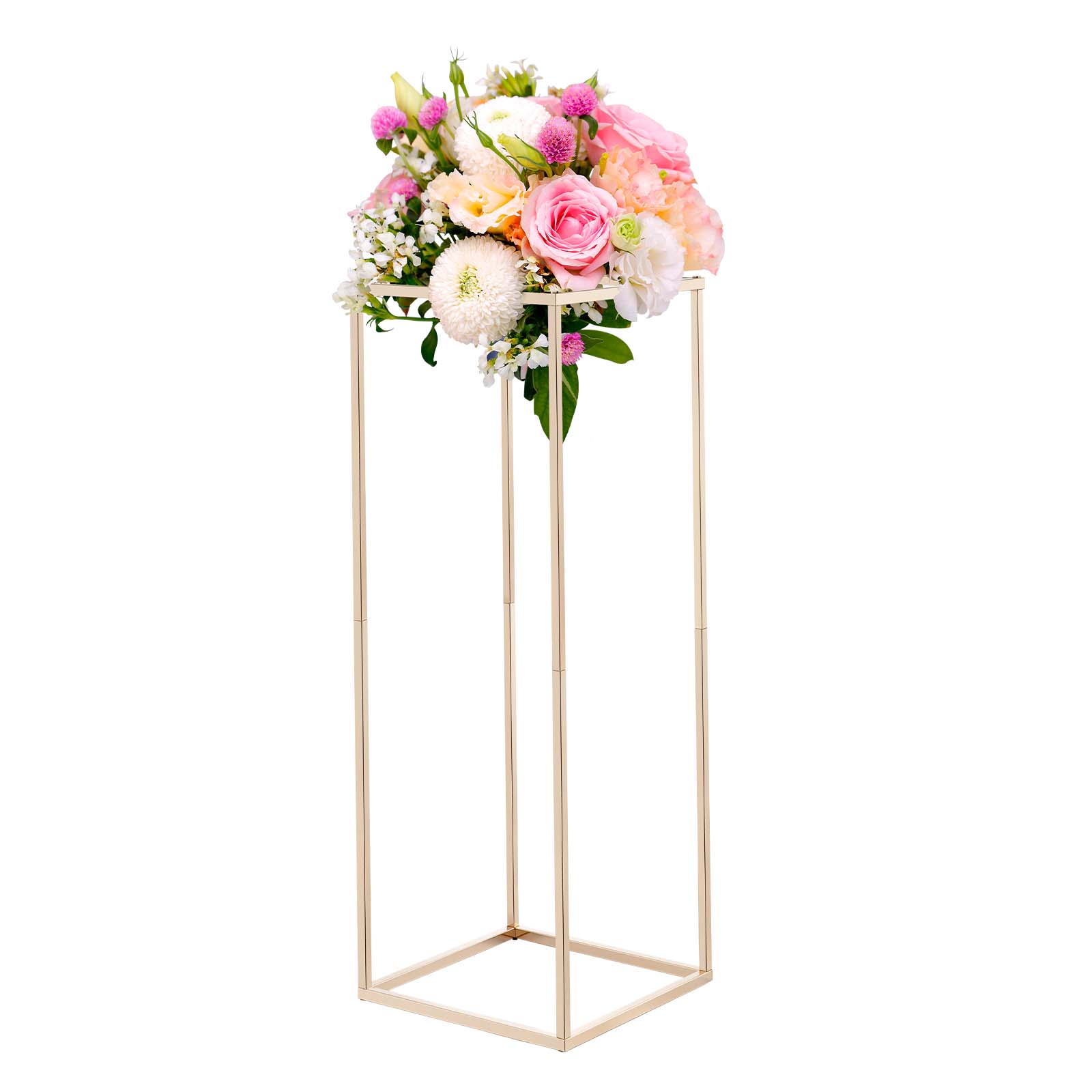 VEVOR Wedding Flower Stand 10PCS 31.5-inch Column Flower Stand Floral Stands with Hidden Screw Rectangular Cubic Floral Display Rack for Wedding Party Birthday Home Gold Centerpiece Stands