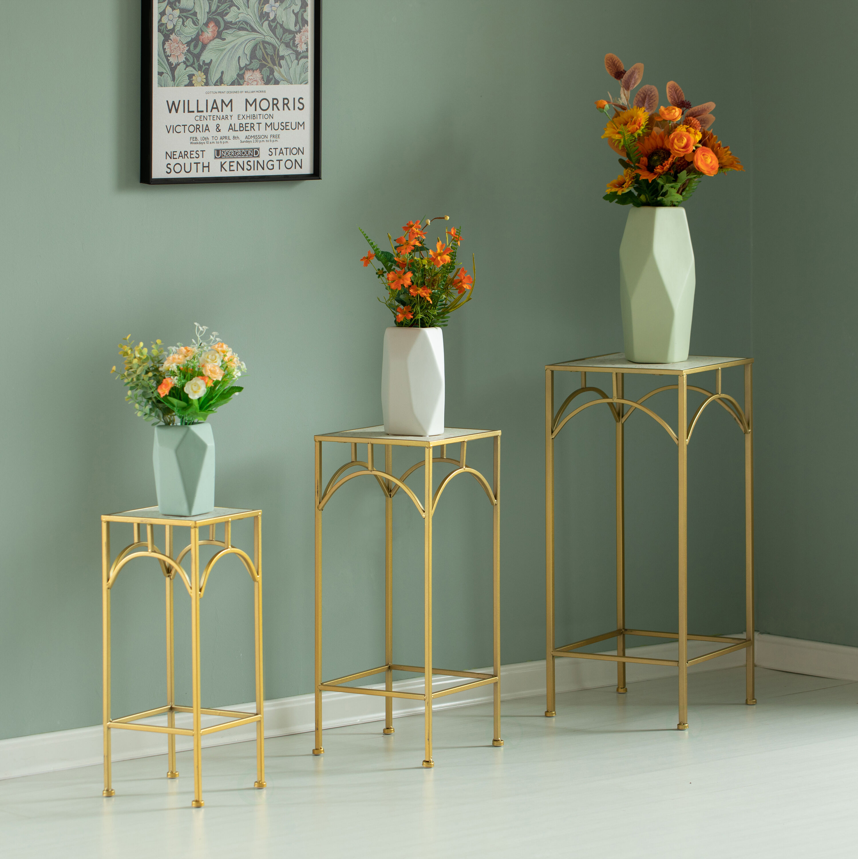 Uniquewise QI004543 12-in W x 27-in H Gold Metal Square Modern End Table