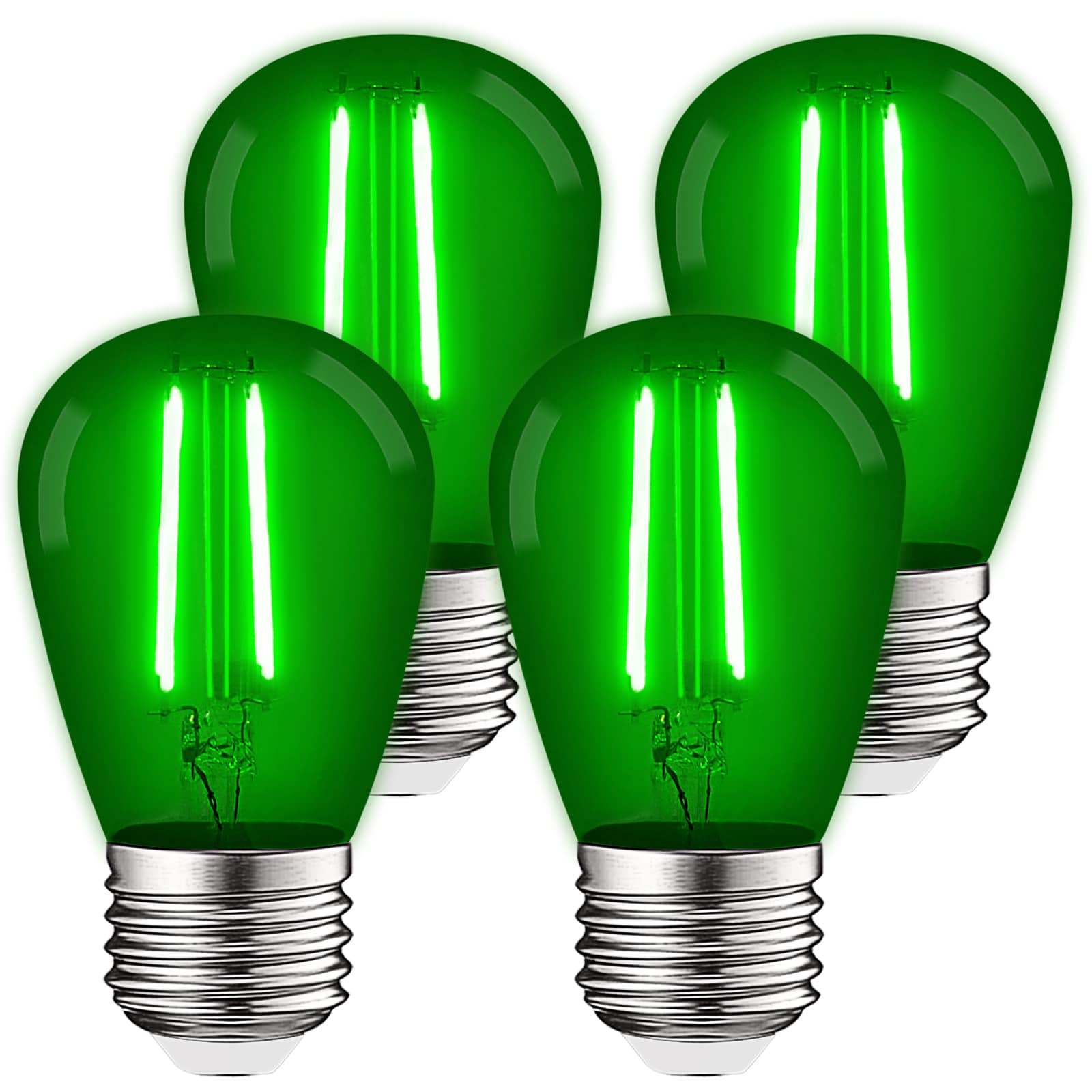 Luxrite LR21732-4PK 11 -Watt EQ S14 Green Medium base (E-26) LED Decorative Light Bulb 4 -Pack