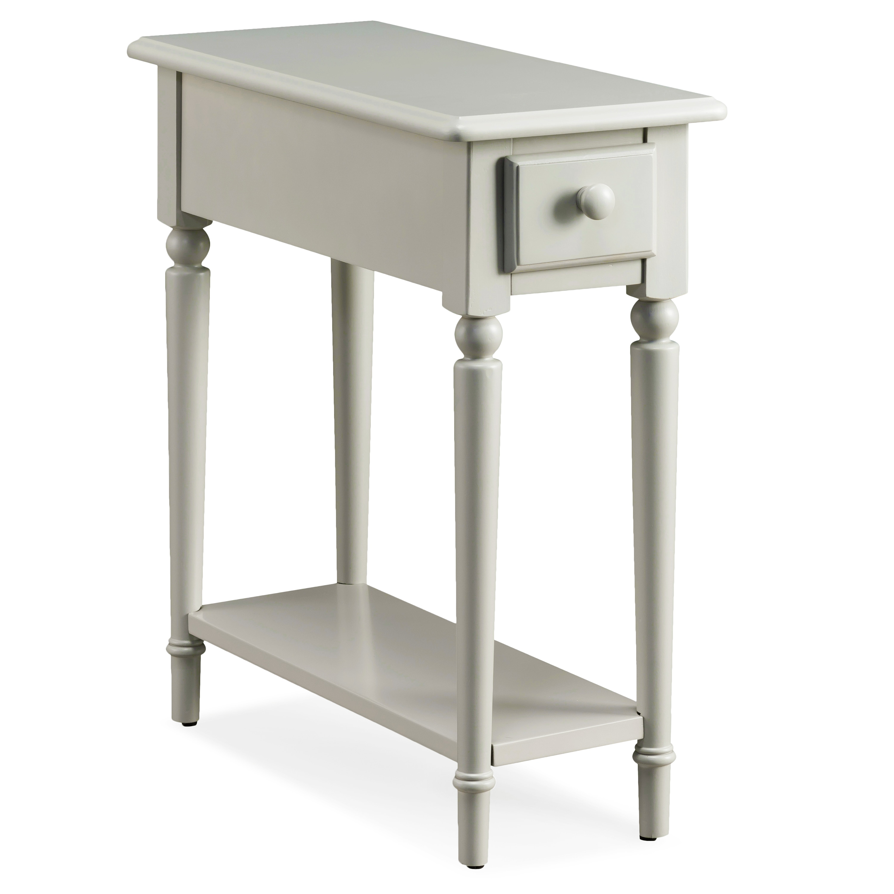 Leick Home 20017-GR Coastal Notions 10-in W x 24-in H Greige Wood Rectangular Casual End Table with Storage Assembly Required