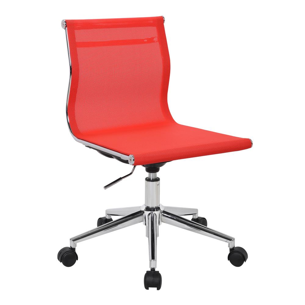 LumiSource OC-MIRAGE R Mirage Chrome, Red Contemporary Adjustable Height Swivel Mesh Task Chair