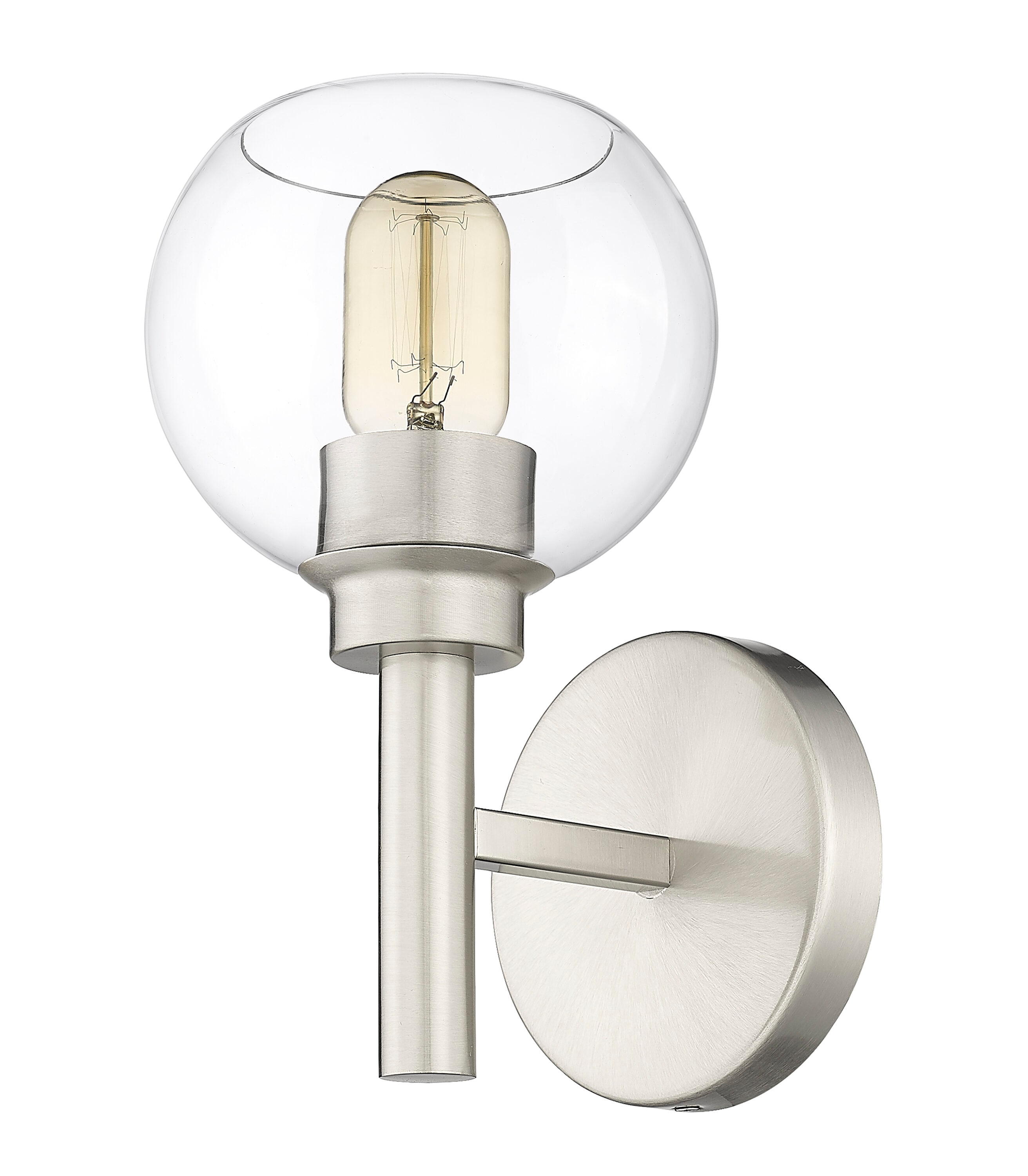 Sleek Brushed Nickel 7" Wall Sconce with Clear Globe Shade