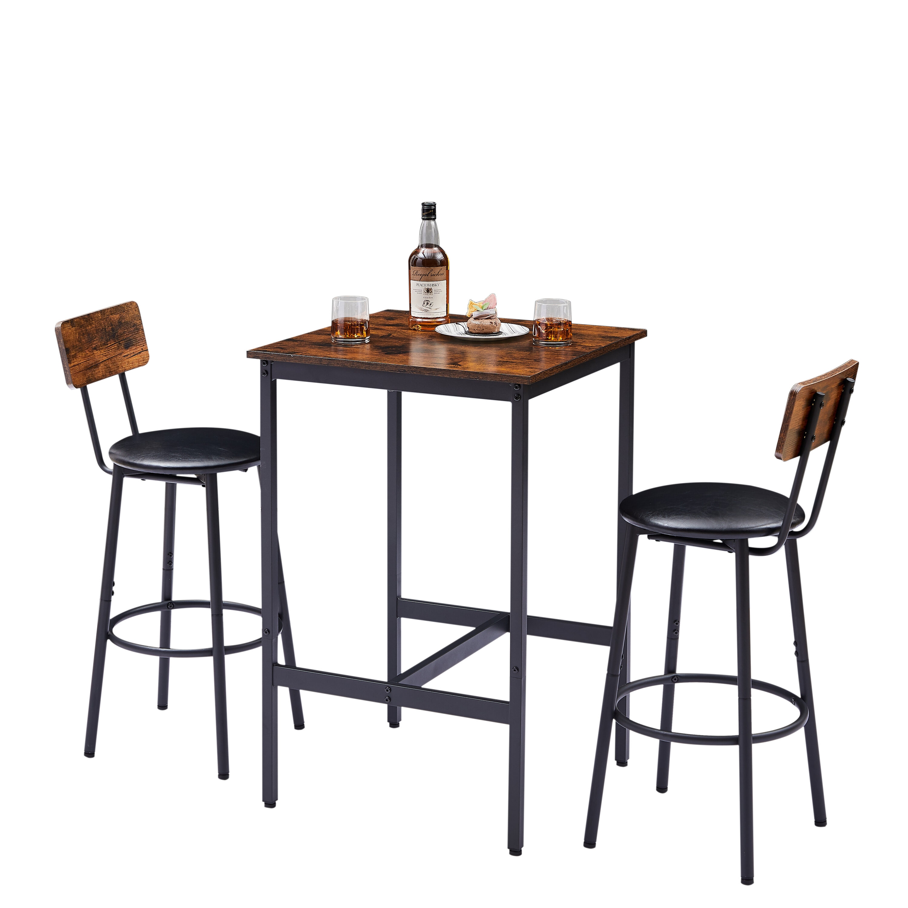 Bayfeve BF-104643-IN Rustic Brown Rustic Dining Room Set with Square Table ( Seats 2 )