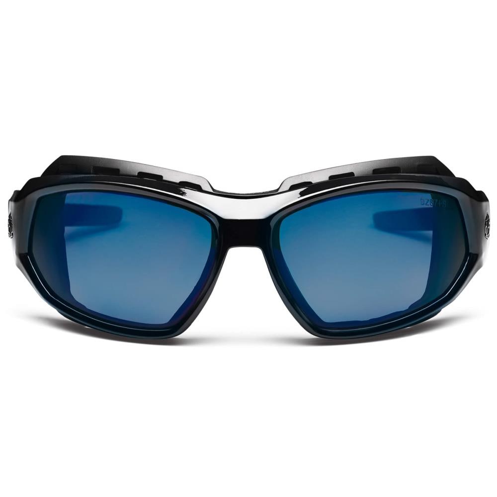 Skullerz Ergodyne Loki Safety Glassessunglasses Black Frame Blue Mirror Lens Ansi Z871 And
