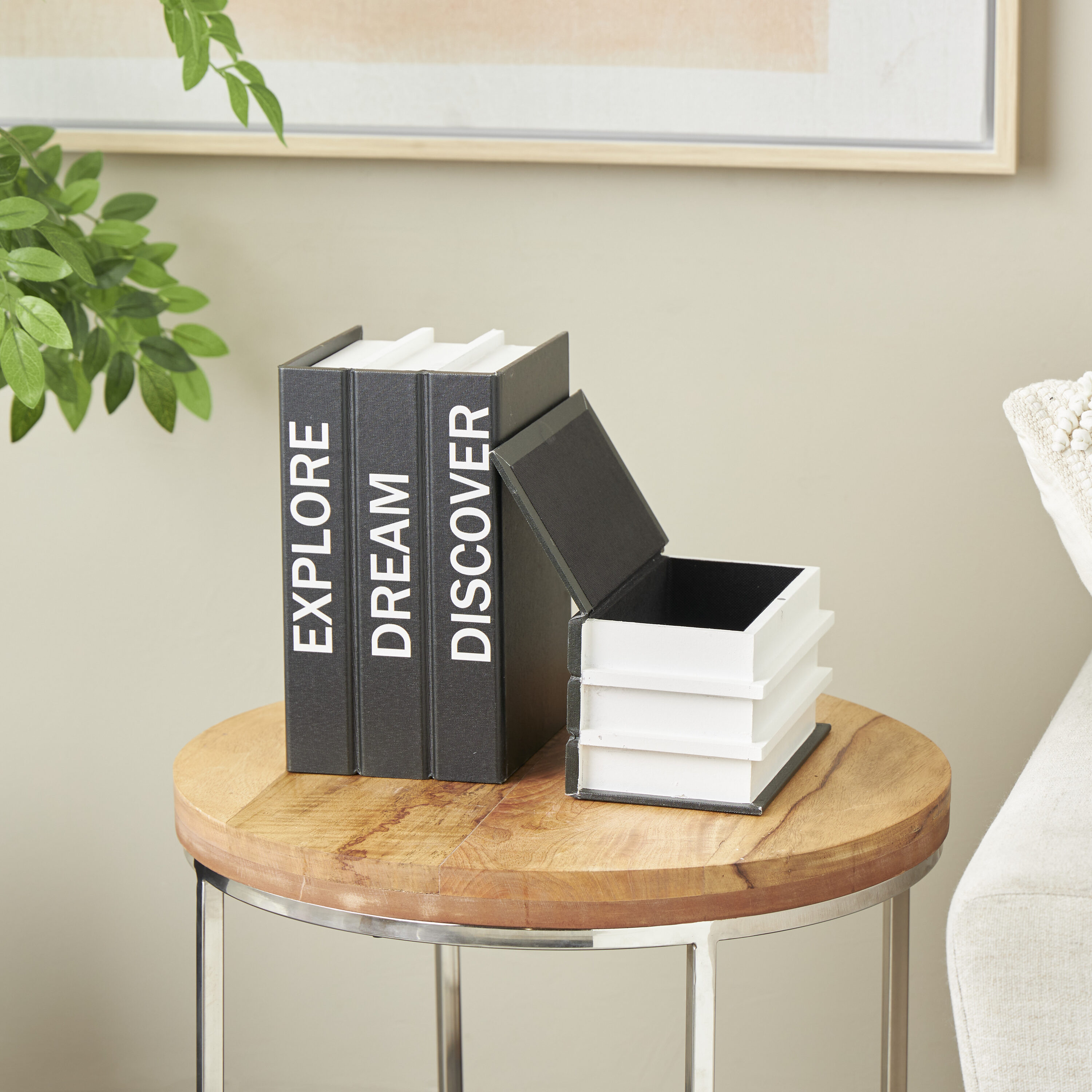 Grayson Lane 822627 2 -Pack Black Wood Modern Decorative box