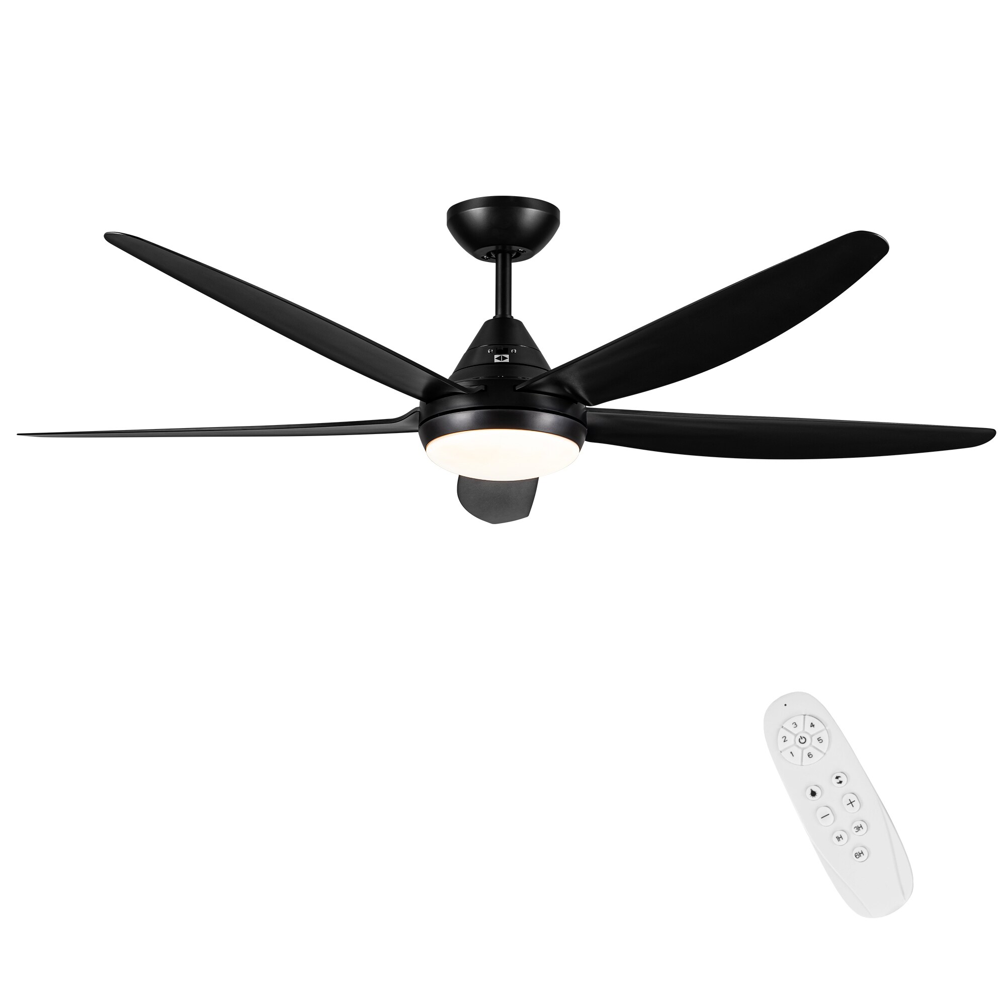 Flynama L-760568 56-in Integrated LED Black with Black Blades Ceiling Fan With Light - Remote Included ( 5 -Blade )