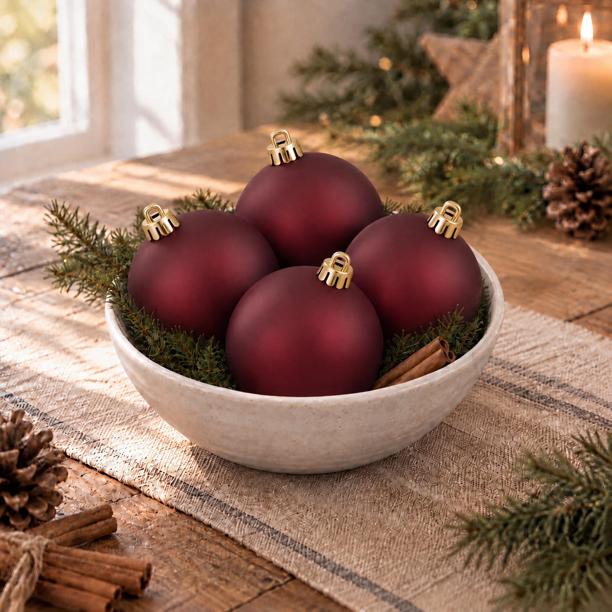 Vickerman 4 -Pack Red Ball Standard Indoor Shatterproof Ornament set in ...