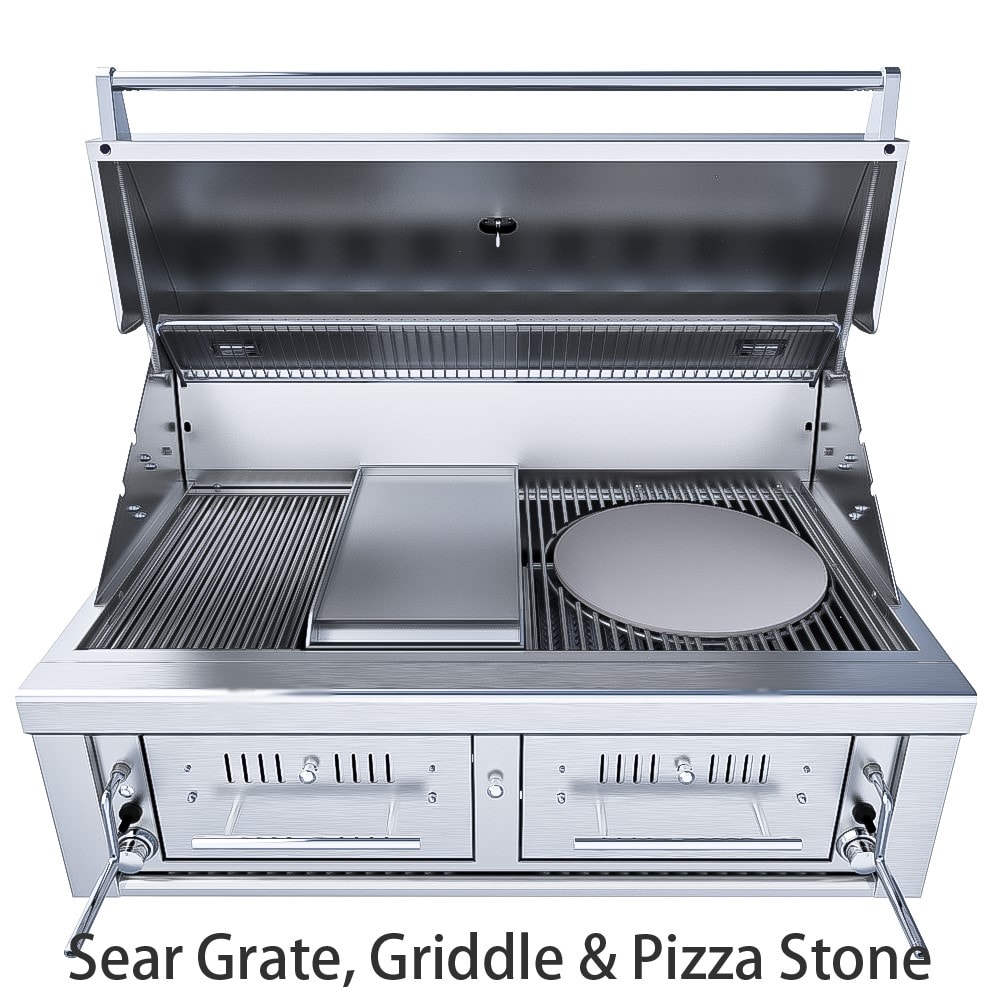 Sunstone Grill 30,000 BTU Built-In Natural Gas Double Side Burner with  Removable Lid