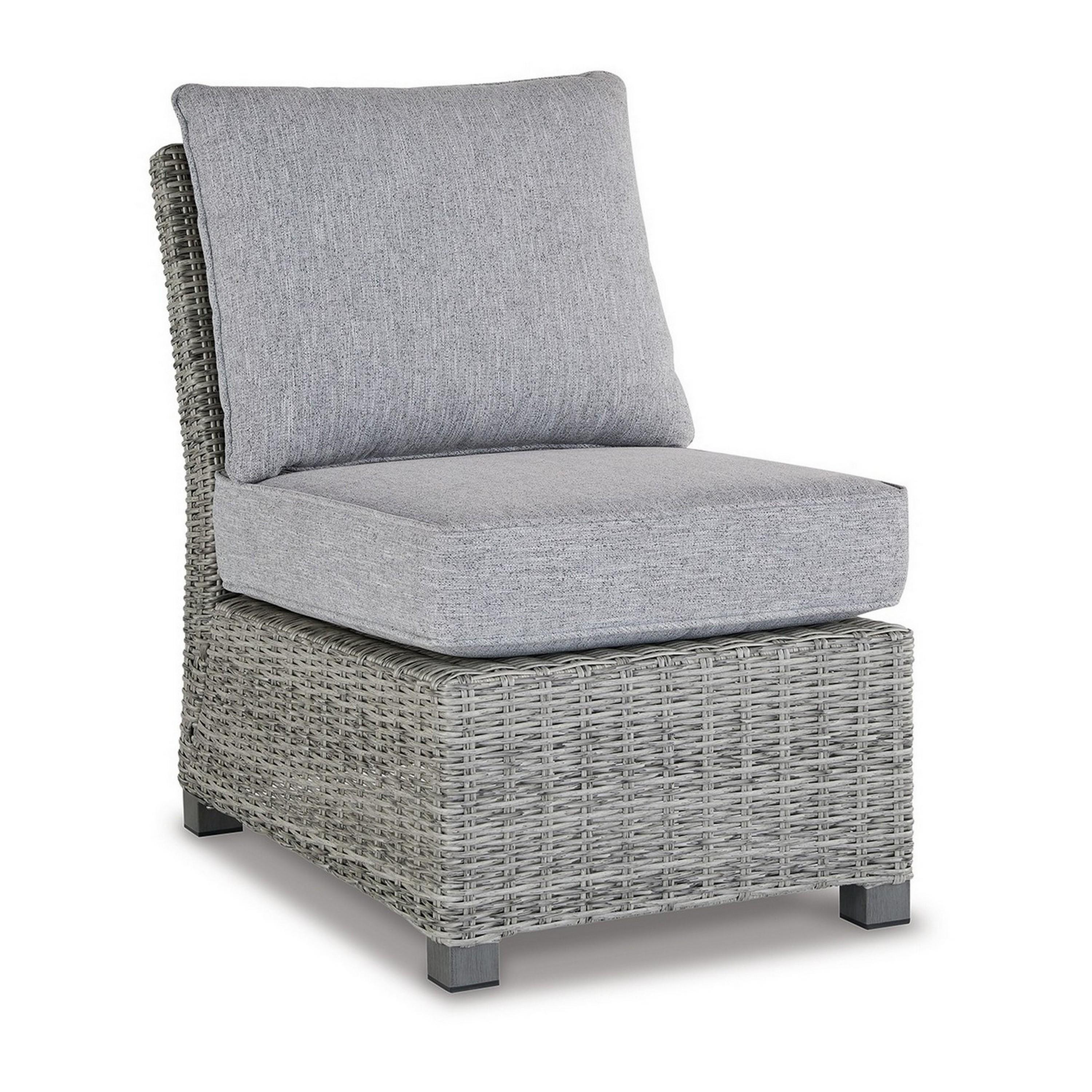Benzara BM296963 Wicker Gray Stationary Conversation Chair with Gray Cushioned Seat